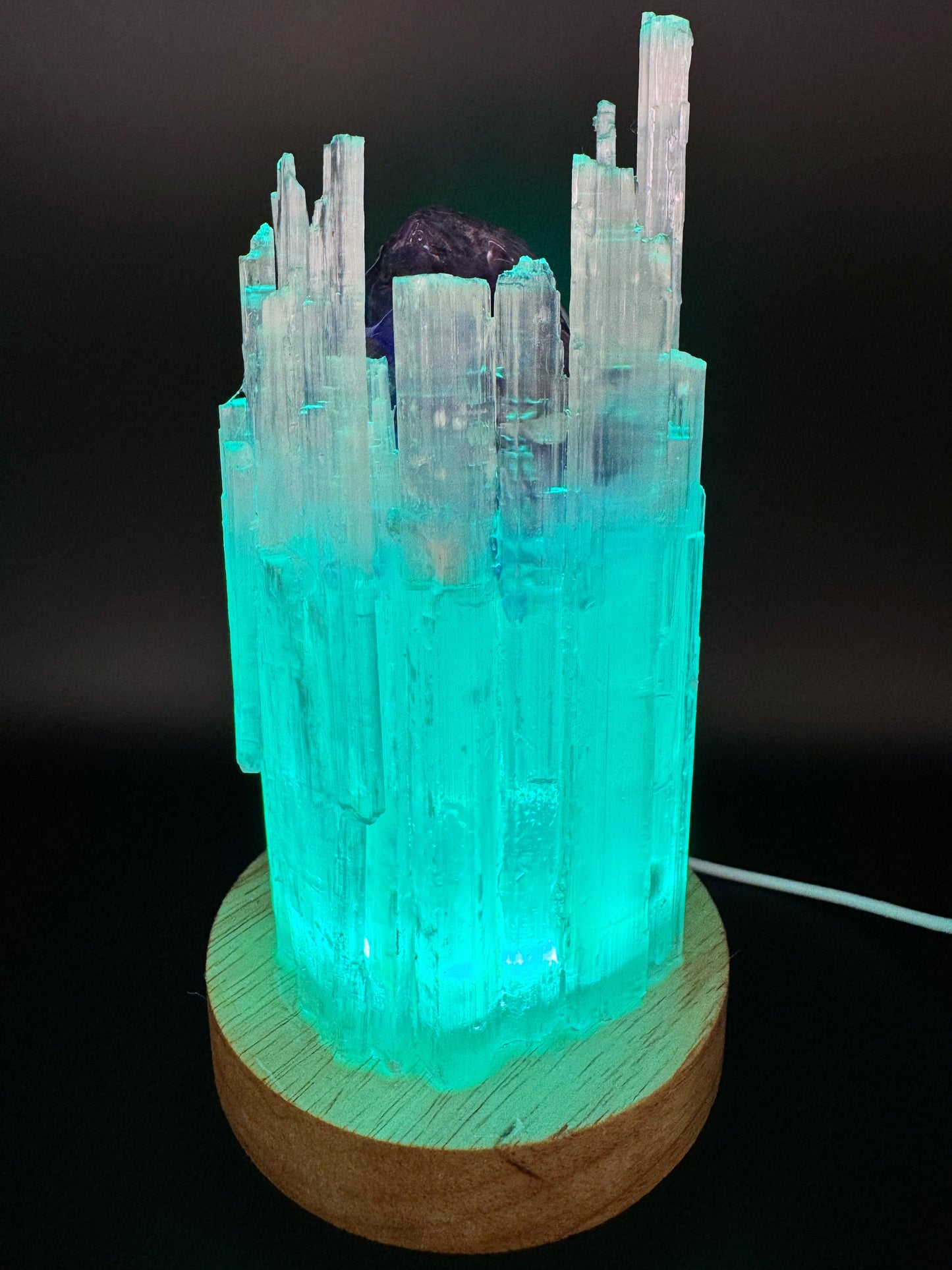 Selenite Lamp Rainbow 10cm Base