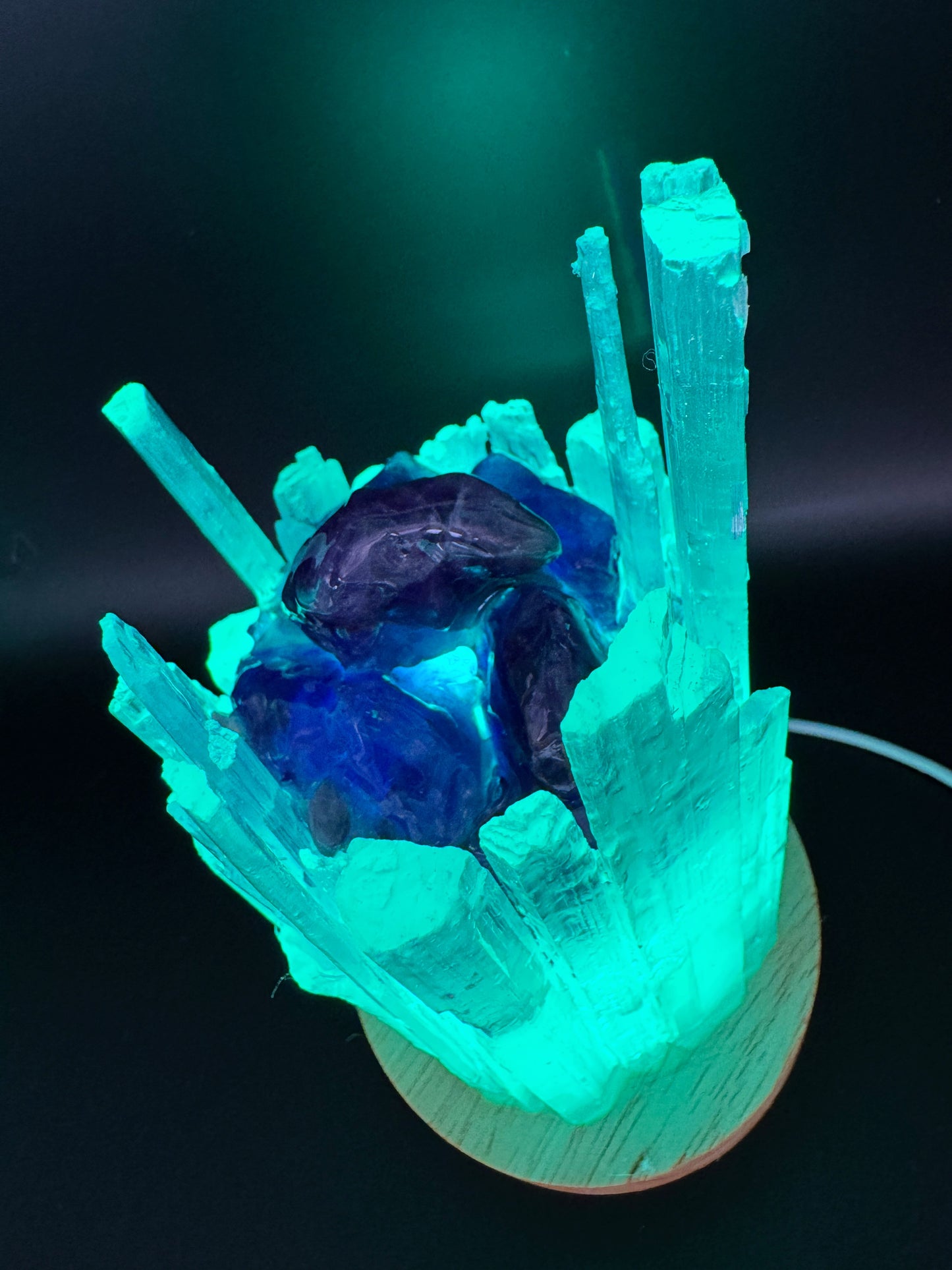 Selenite Lamp Rainbow 10cm Base