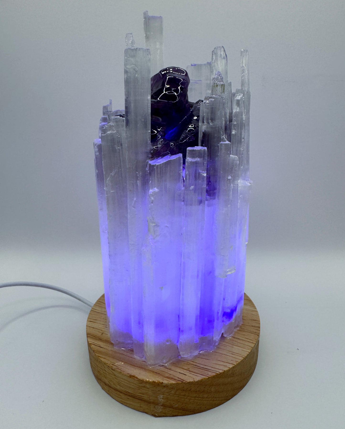 Selenite Lamp Rainbow 10cm Base