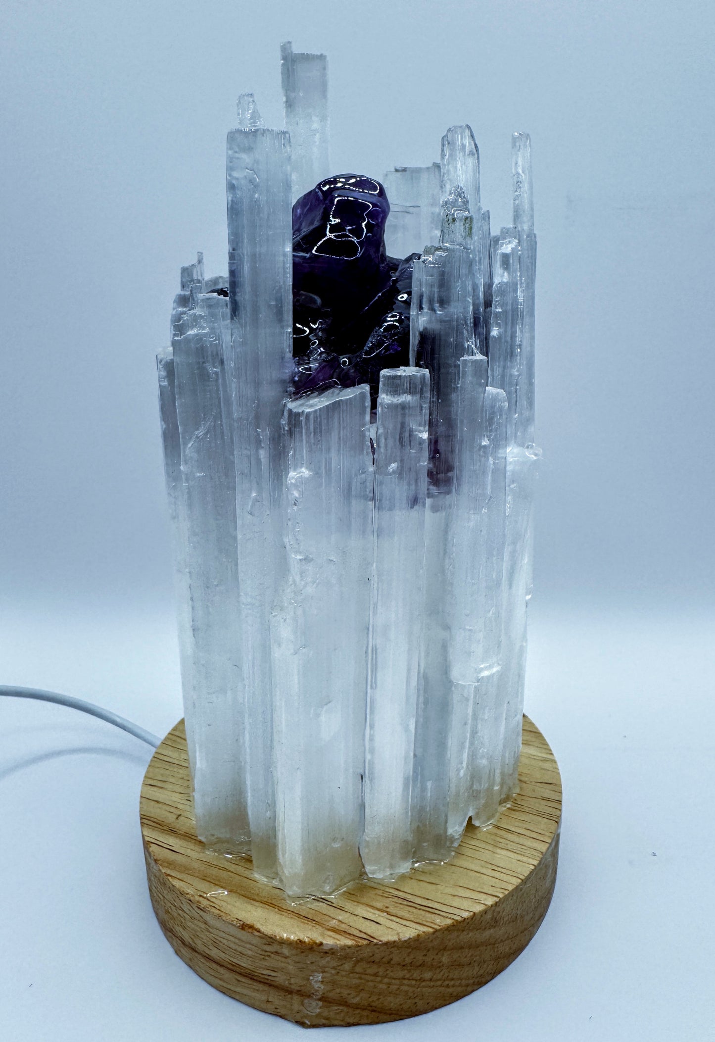Selenite Lamp Rainbow 10cm Base