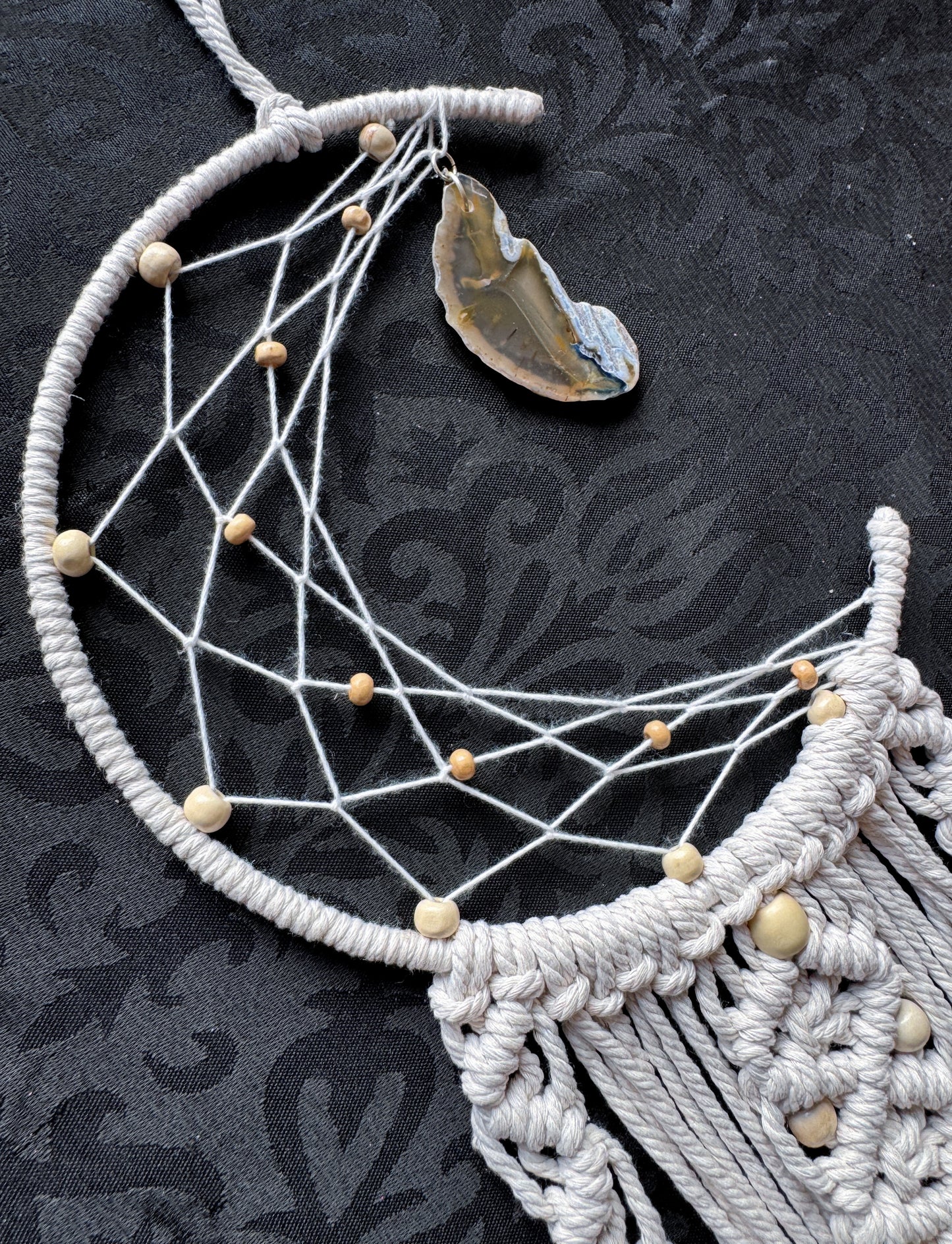 Crescent Moon Macrame Wall Hanger.