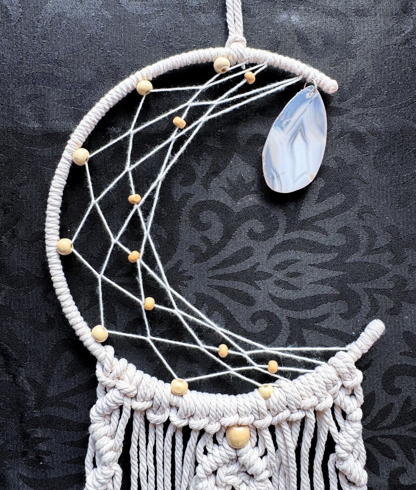 Crescent Moon Macrame Wall Hanger.