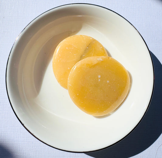 Yellow Calcite Palm Stone