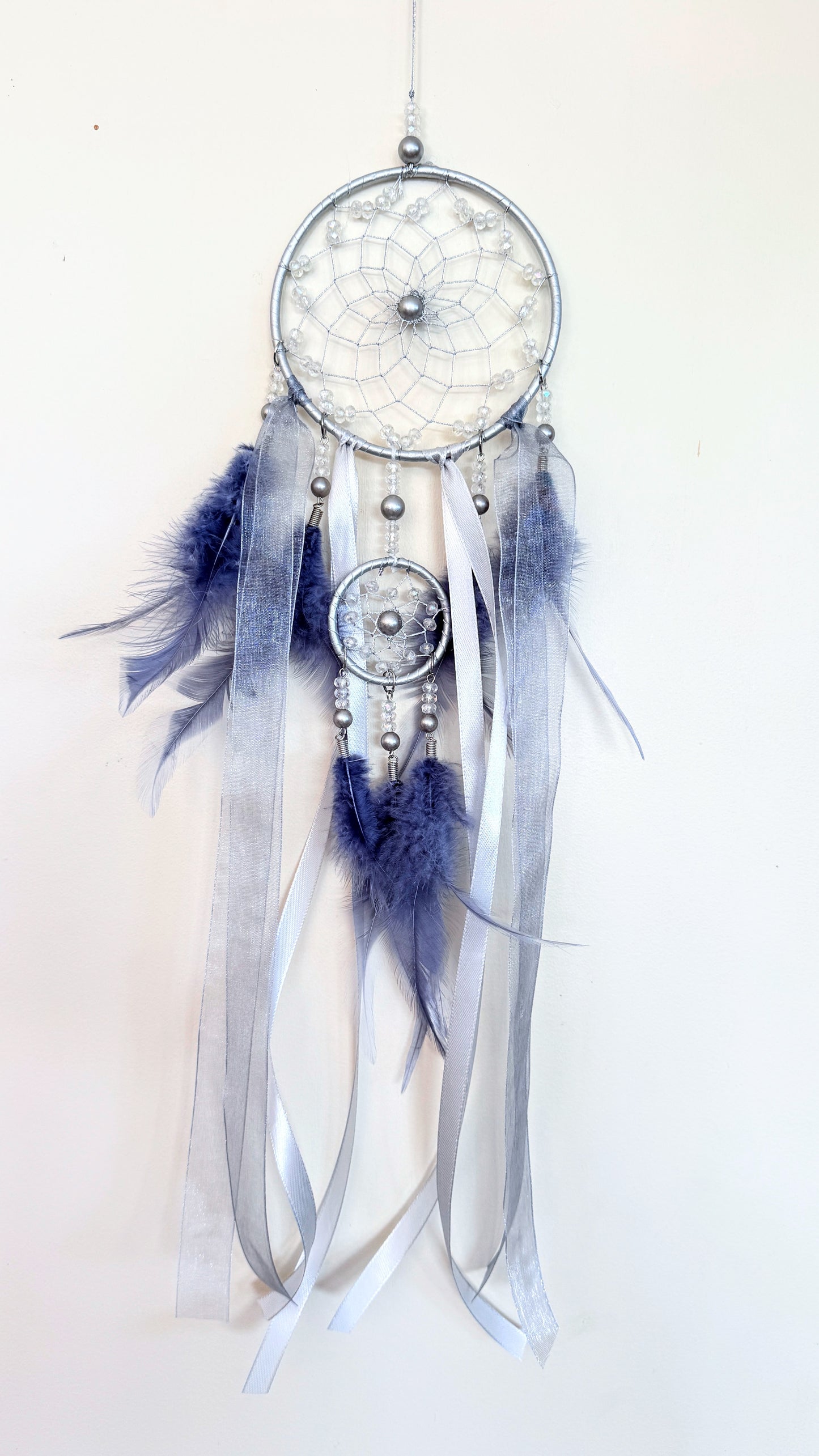 Dream Catcher Silver & Blue Beaded