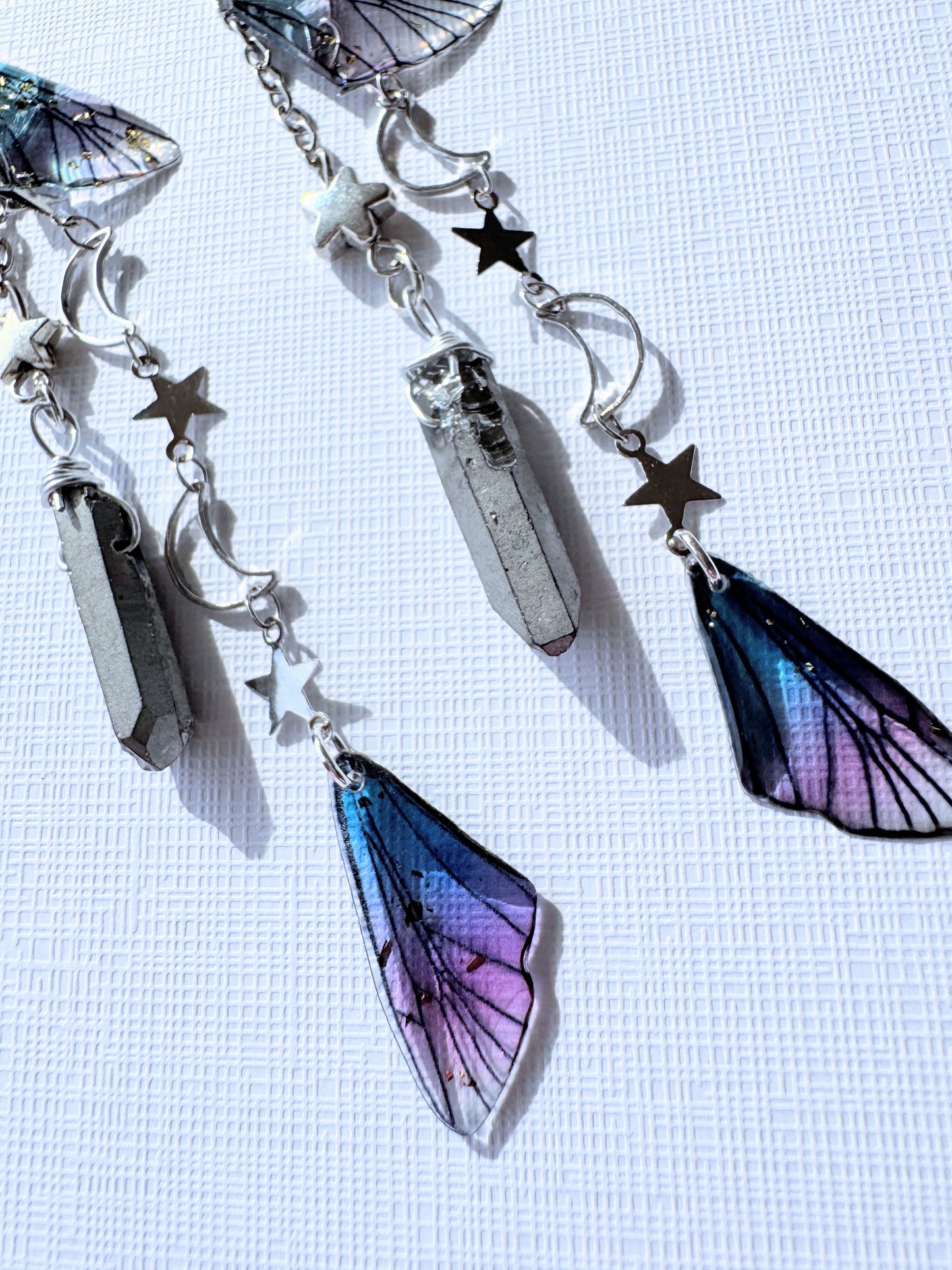 Celestial fairy earrings with silver quartz earrings