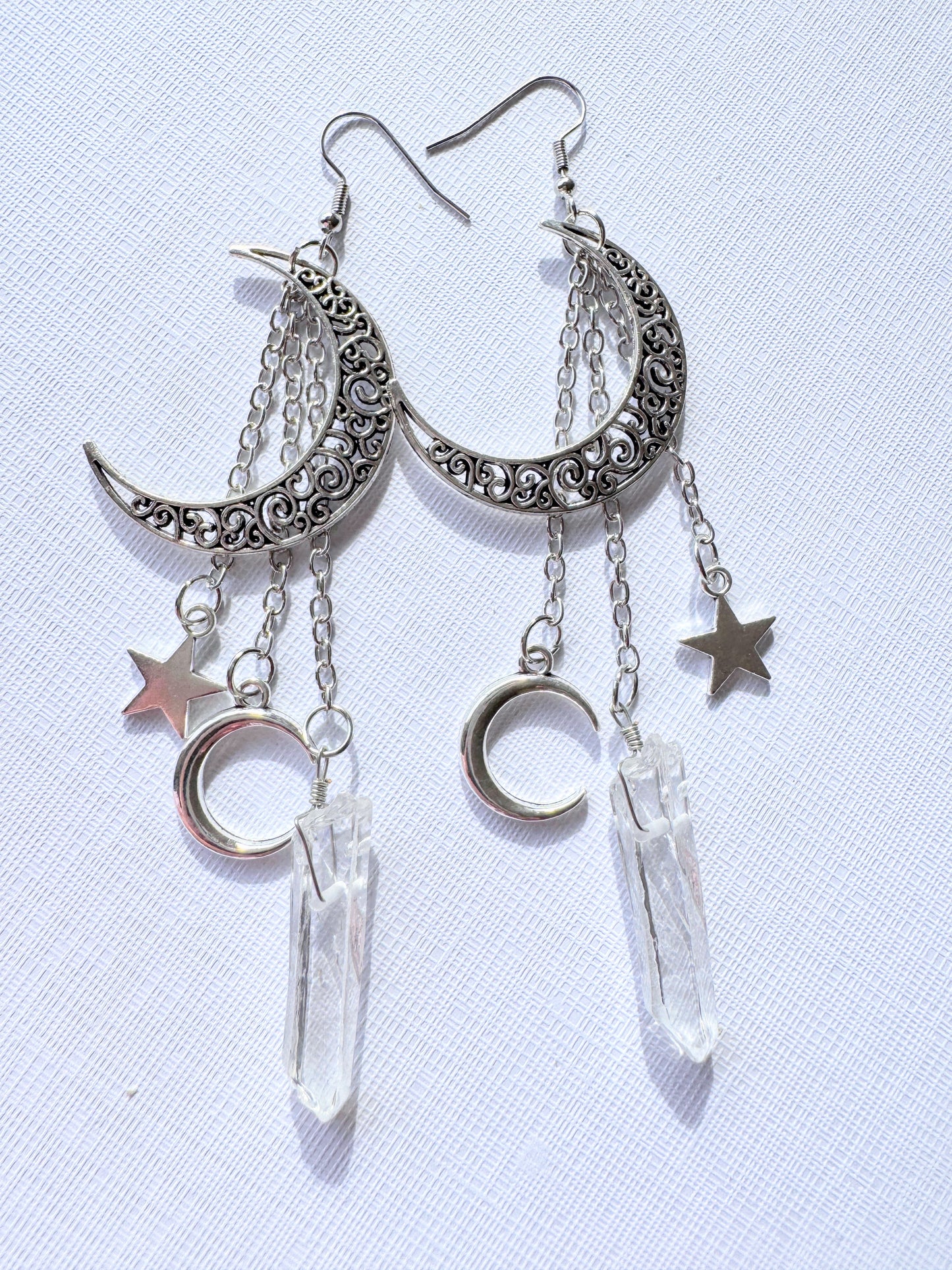 Crescent moon & stars earrings.