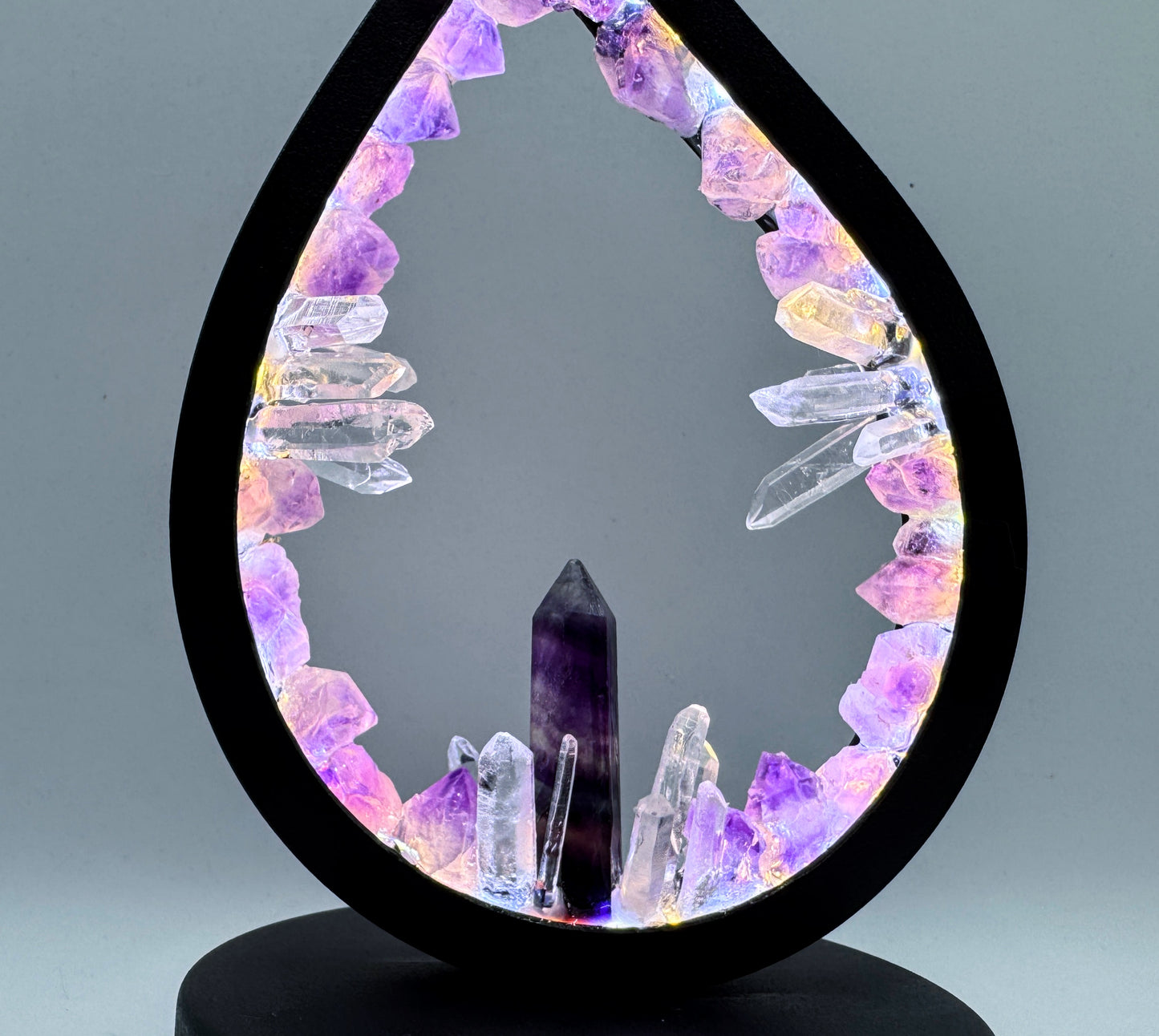 Crystal flame lamp “Fluorite & Flowers”