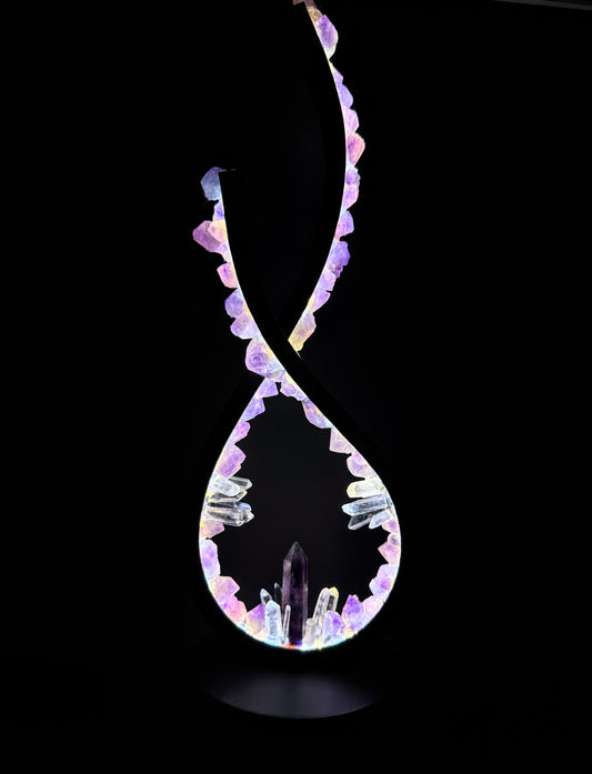 Crystal flame lamp “Fluorite & Flowers”