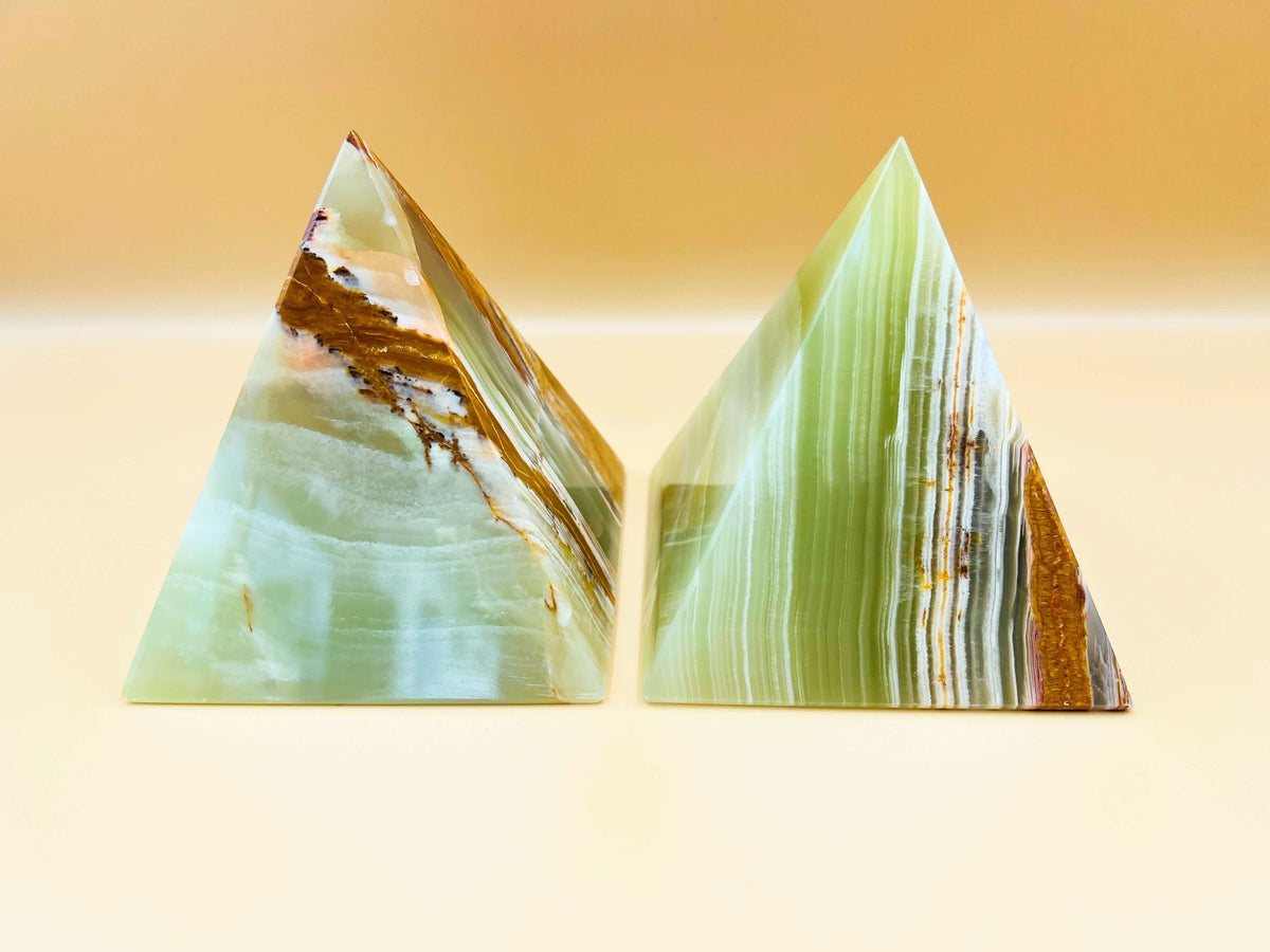 Triangular Pyramid Calcite Banded Calcite Pyramids for Healing and Balance – Crystal Goddess NZ