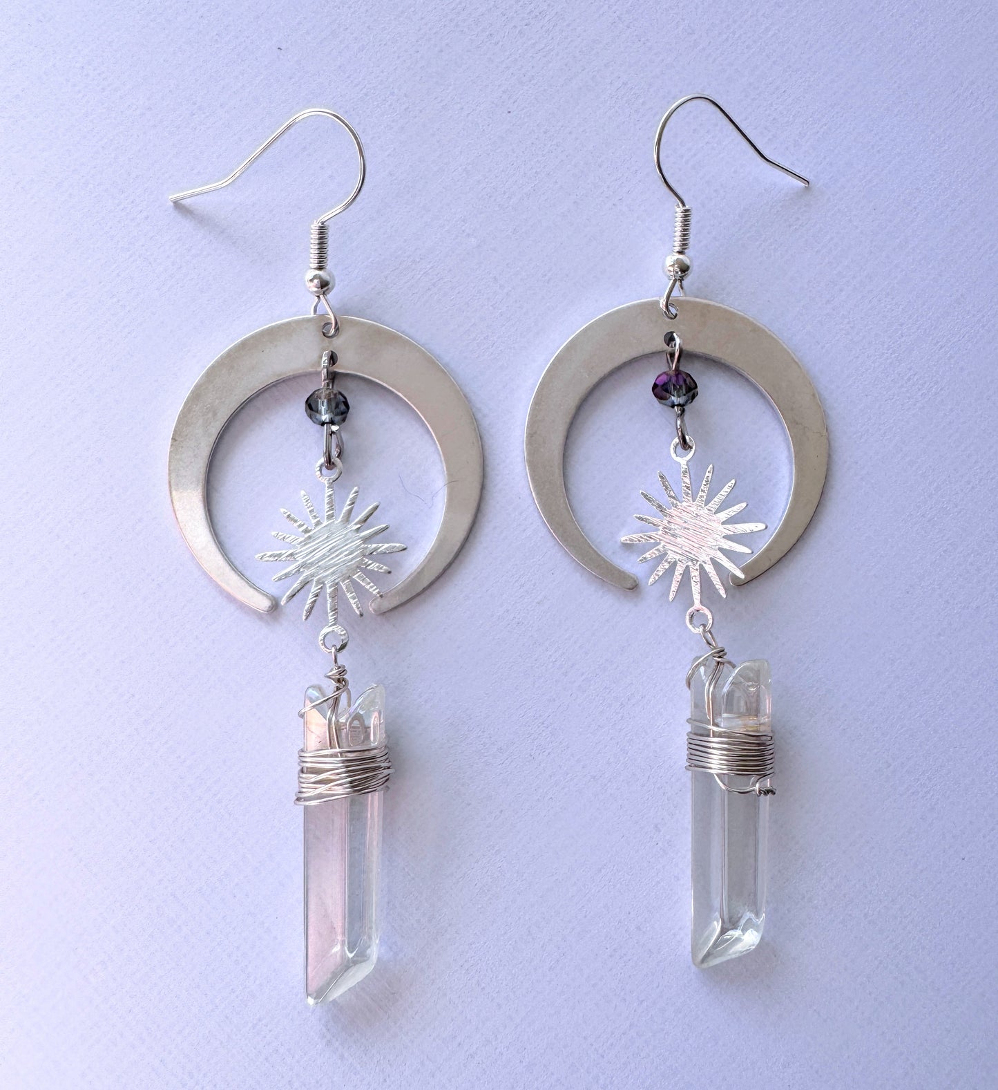 Moon & Sun Aura Quartz Earrings