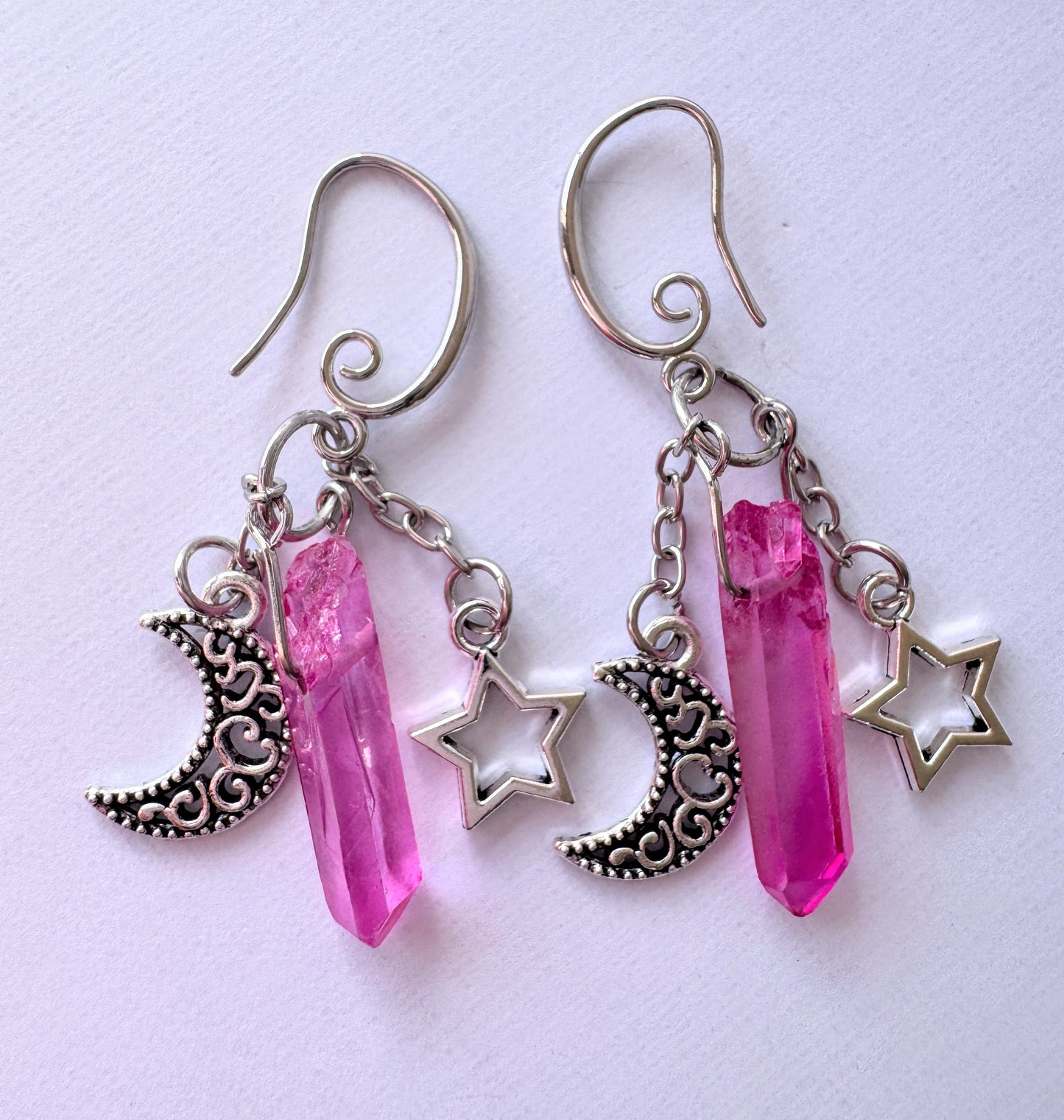 Crystal Star & Moon Earrings