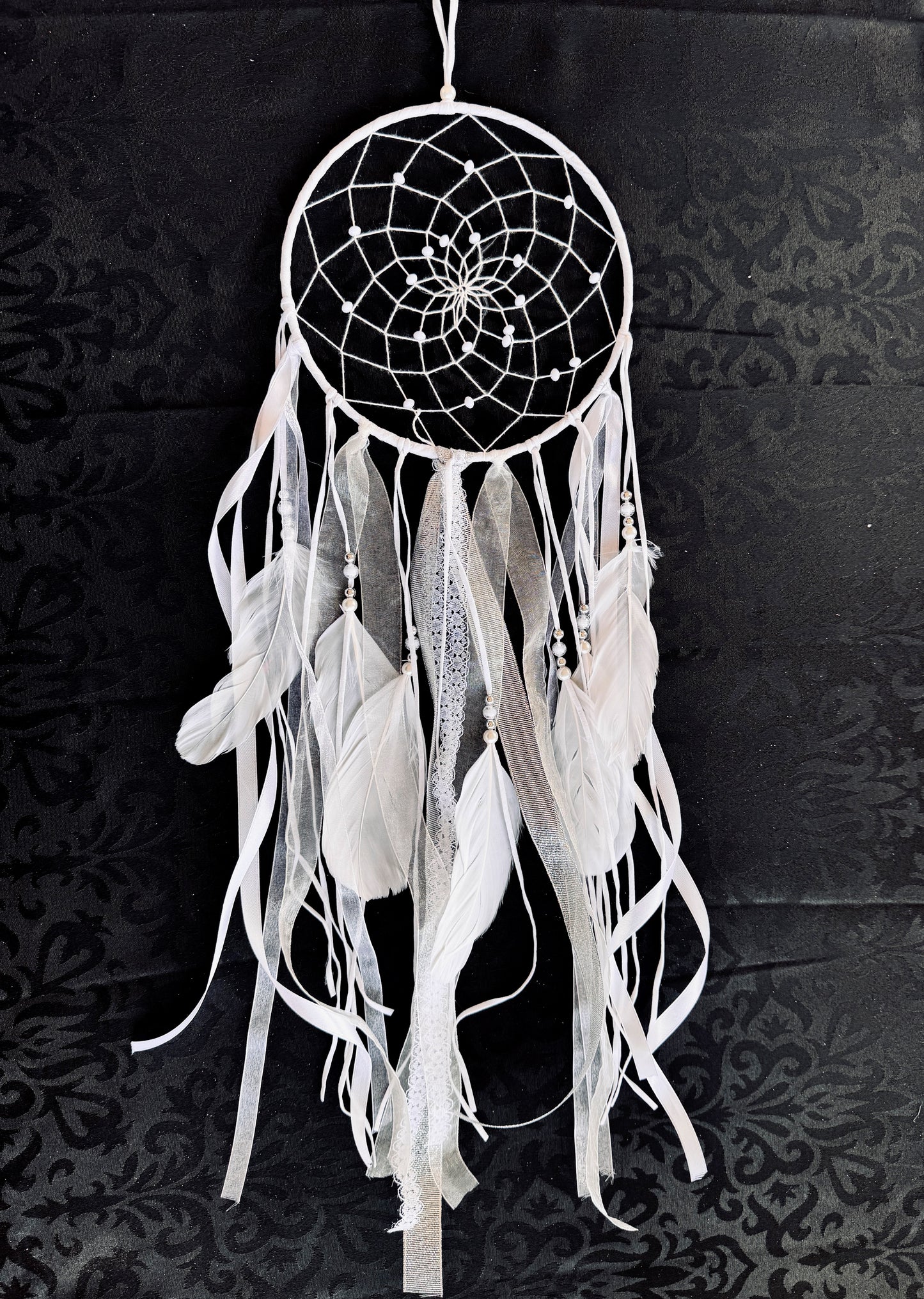 White Crescent Moon Dream Catcher