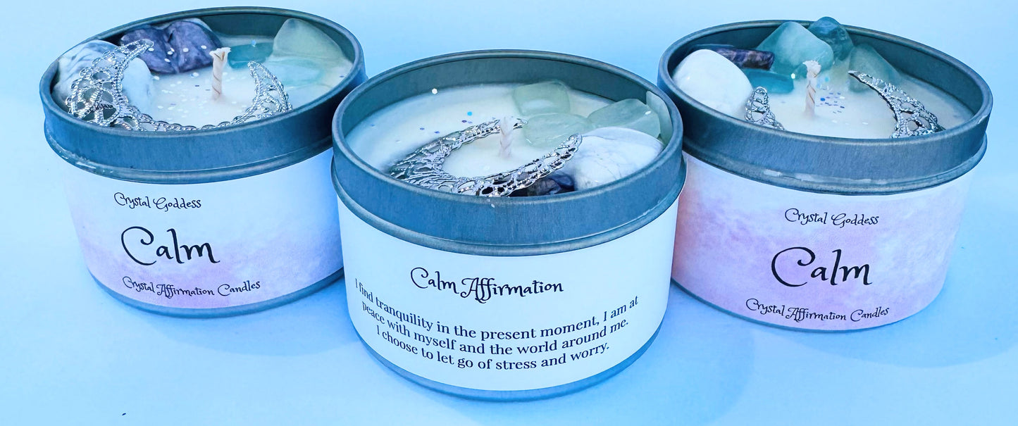 Calm Affirmation Crystal Candle