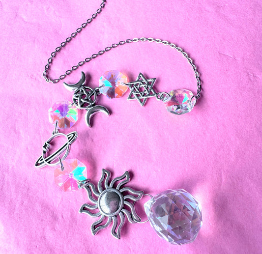 Iridescent Triple Goddess Moon Suncatcher.