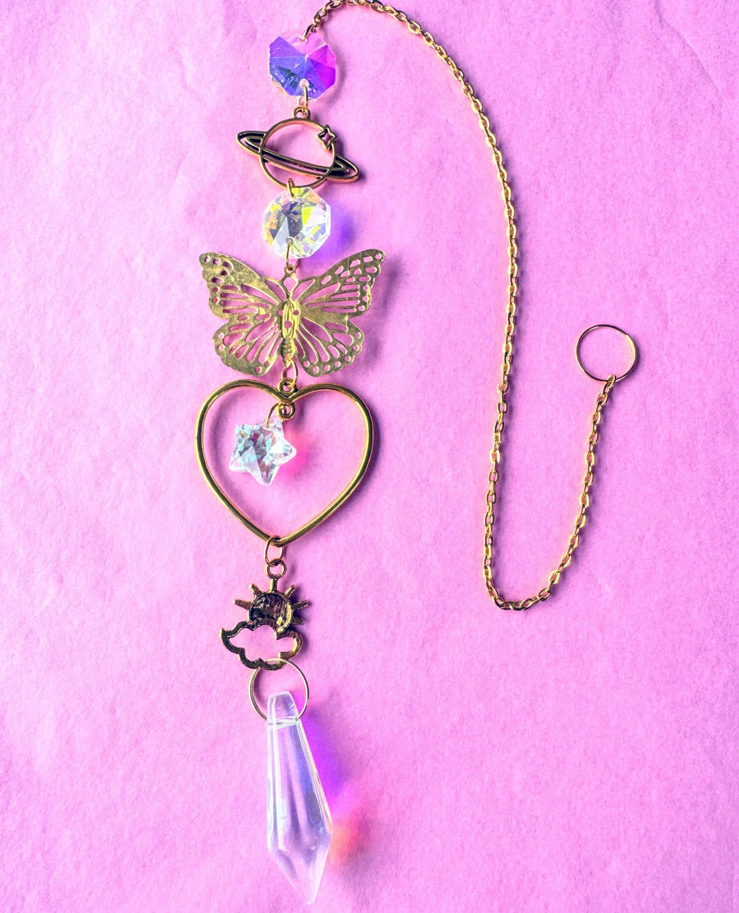 Iridescent Gold Heart Sun catcher.