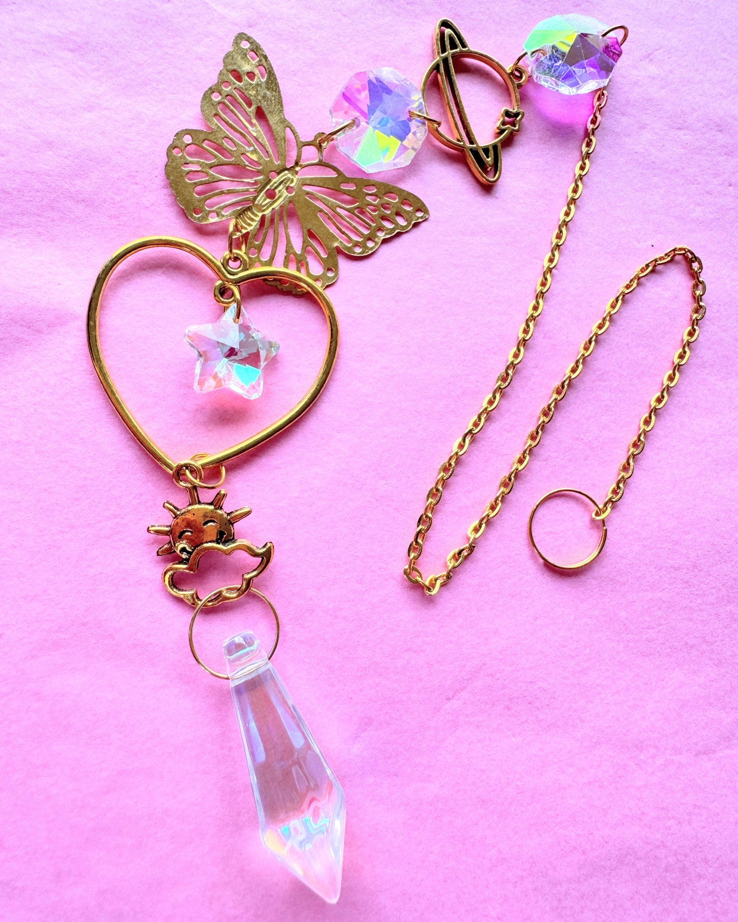 Iridescent Gold Heart Sun catcher.