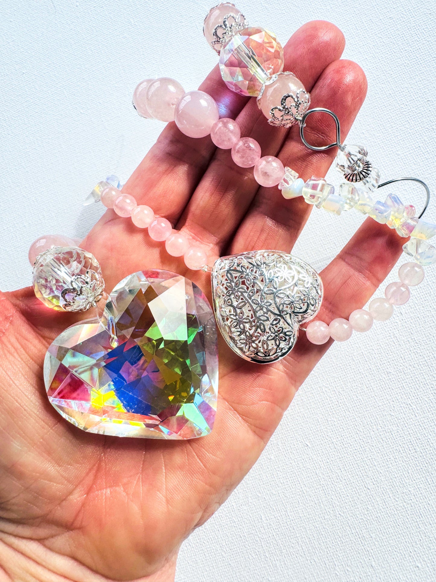 Crystal Bead Suncatcher Hearts