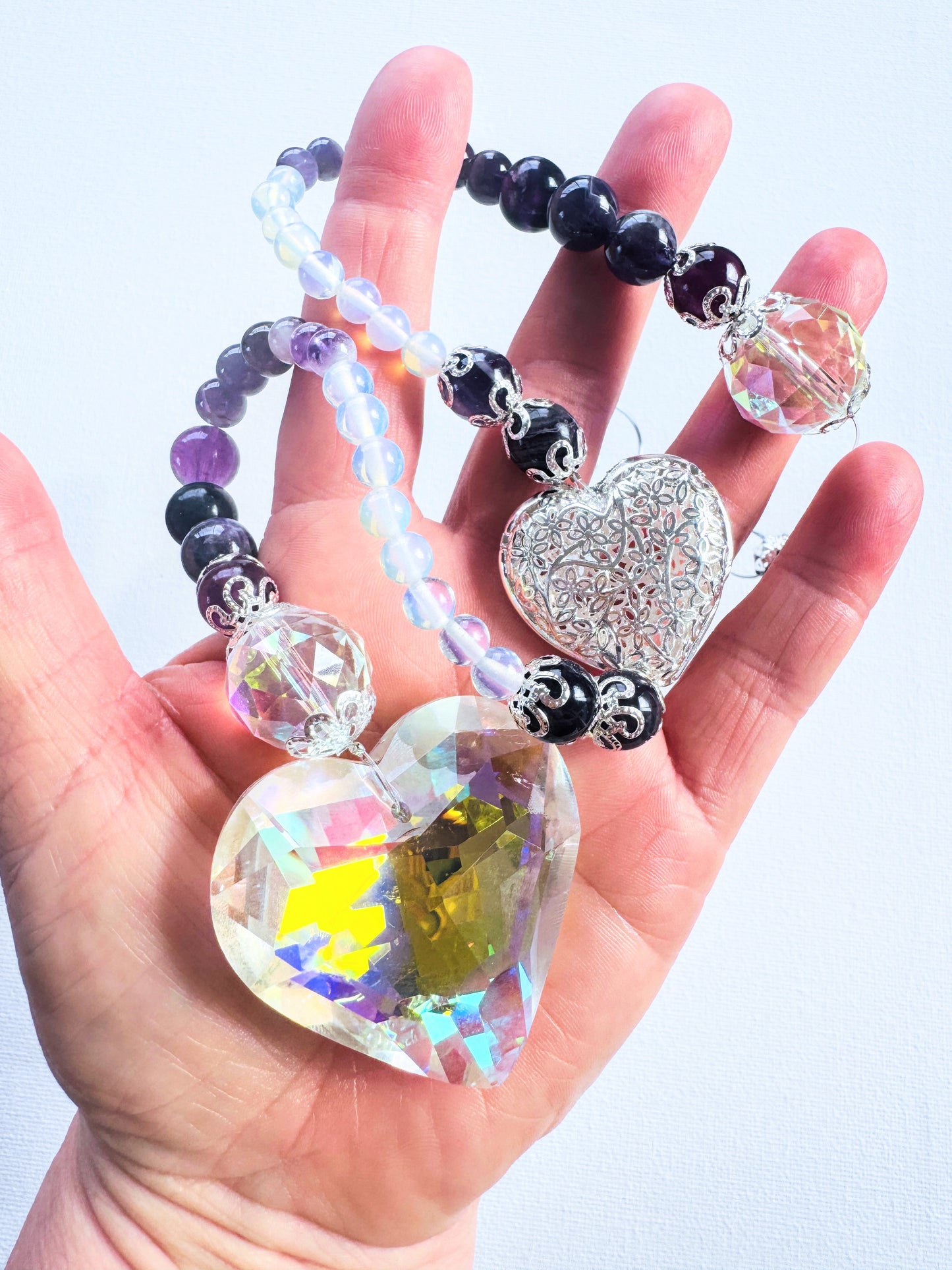 Crystal Bead Suncatcher Hearts