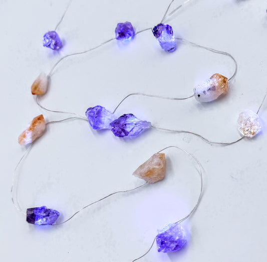 Amethyst & Citrine Crystal Fairy Lights 2M Cool.