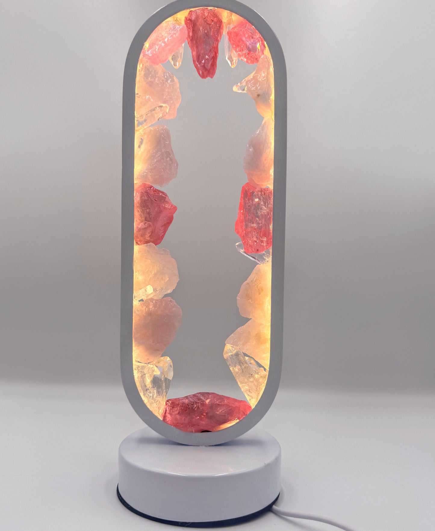 Rose Quartz & Pink Aura Quartz Lamp.(resin coated)