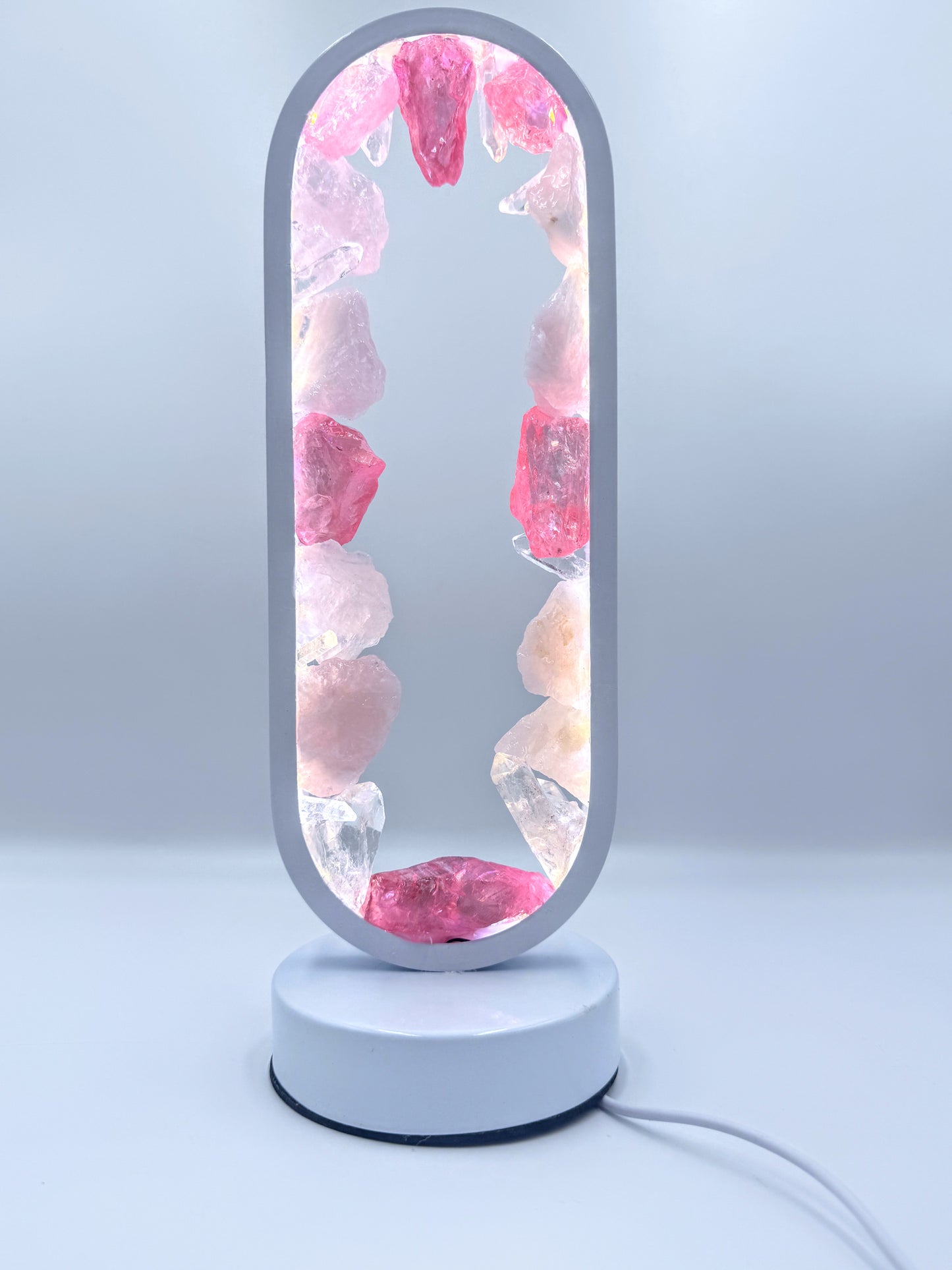 Rose Quartz & Pink Aura Quartz Lamp.(resin coated)