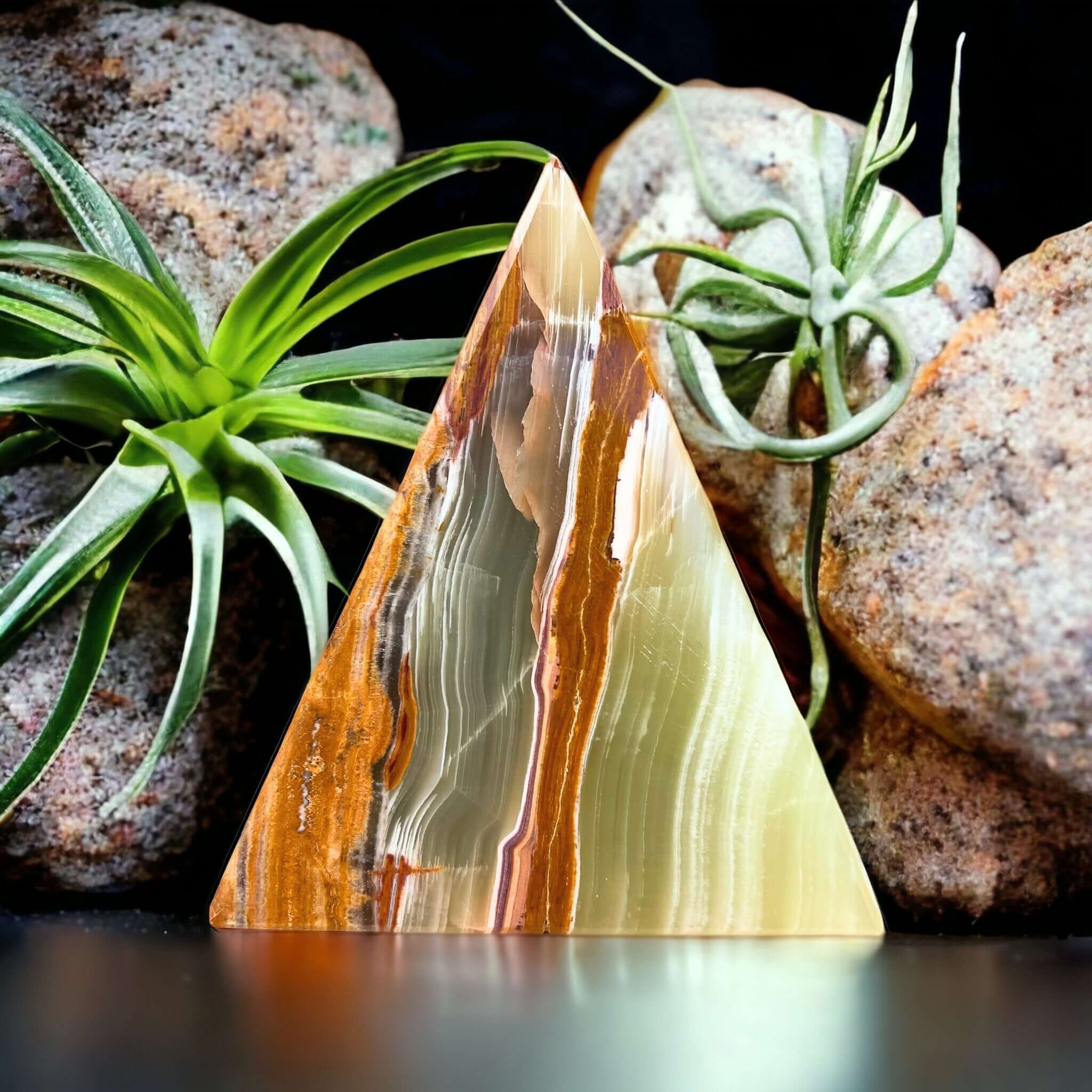 Triangular Pyramid Calcite Banded Calcite Pyramids for Healing and Balance – Crystal Goddess NZ