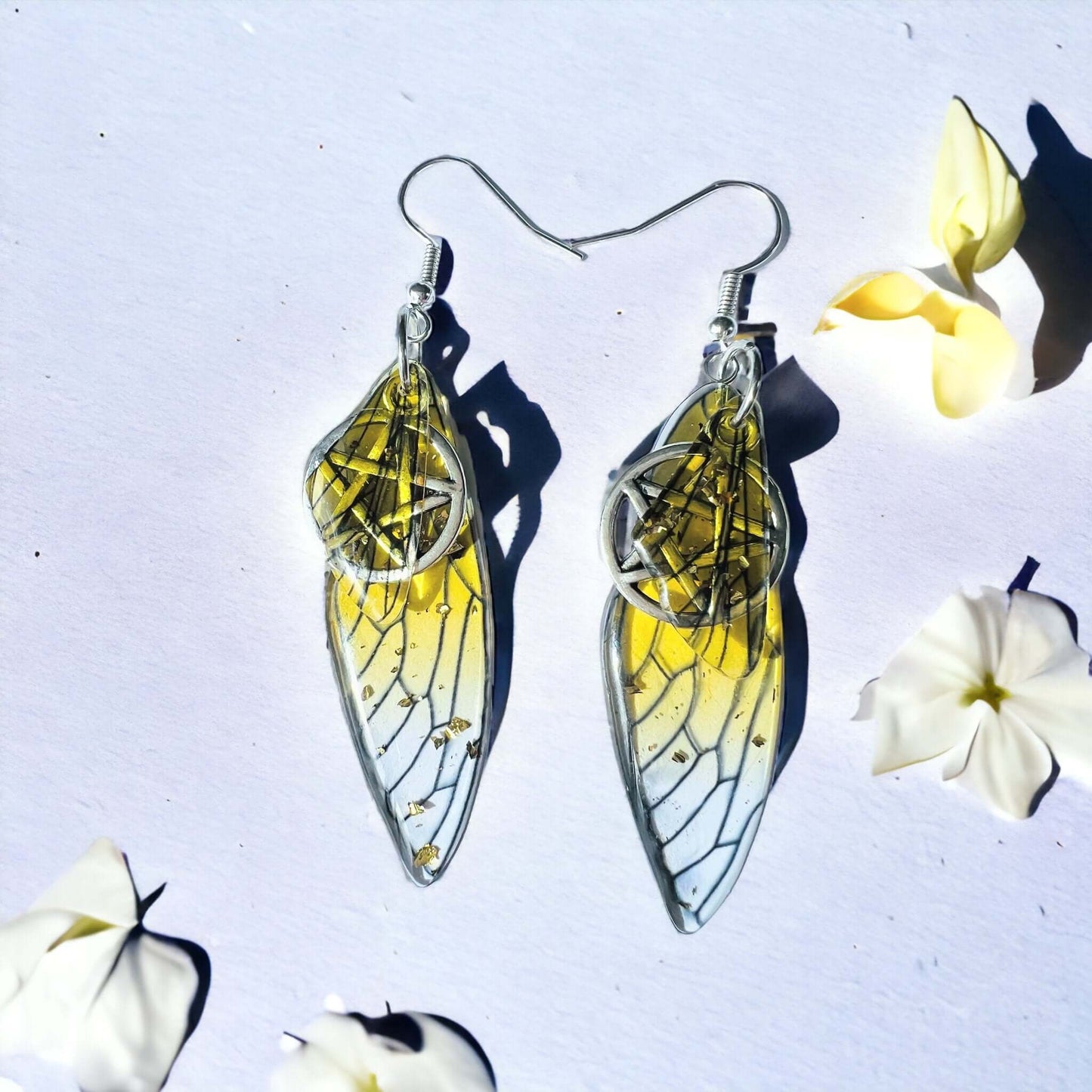 Fairy Wing Pentacle Earrings