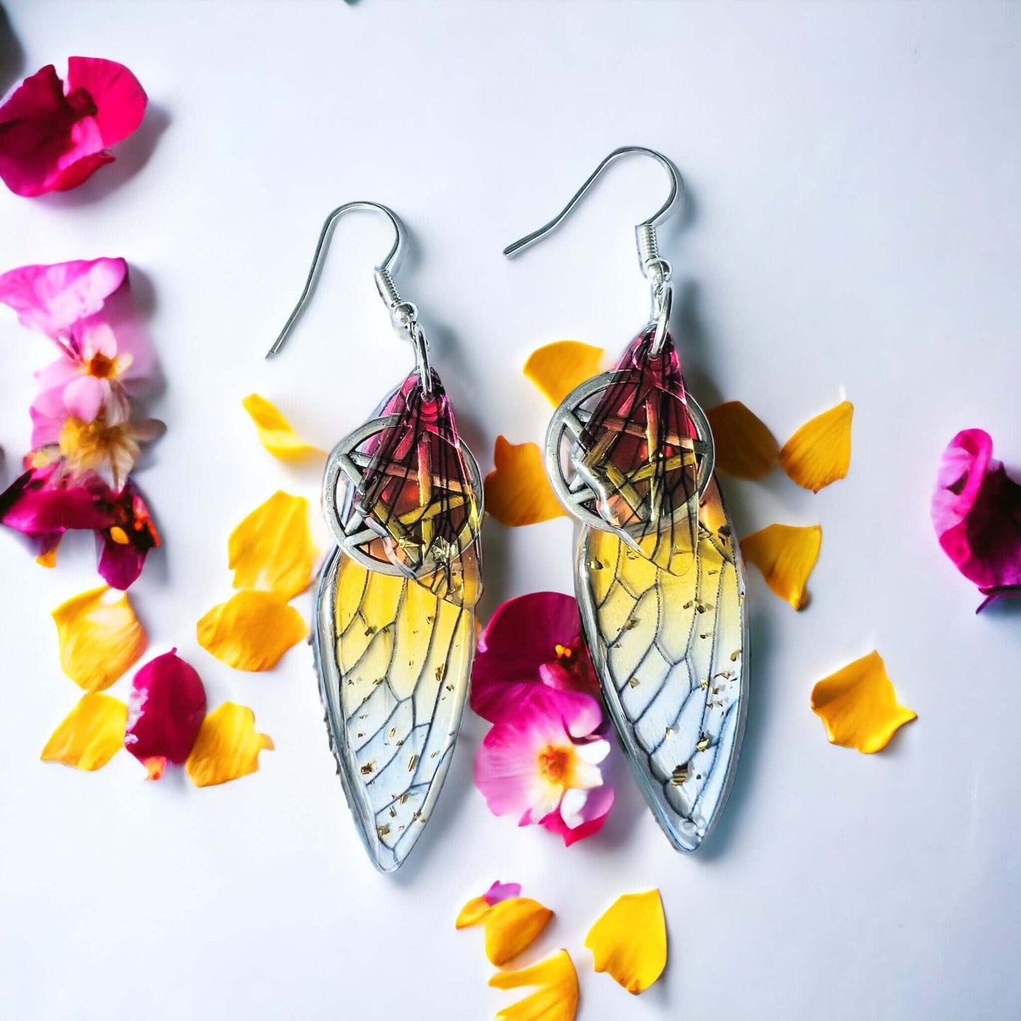 Fairy Wing Pentacle Earrings