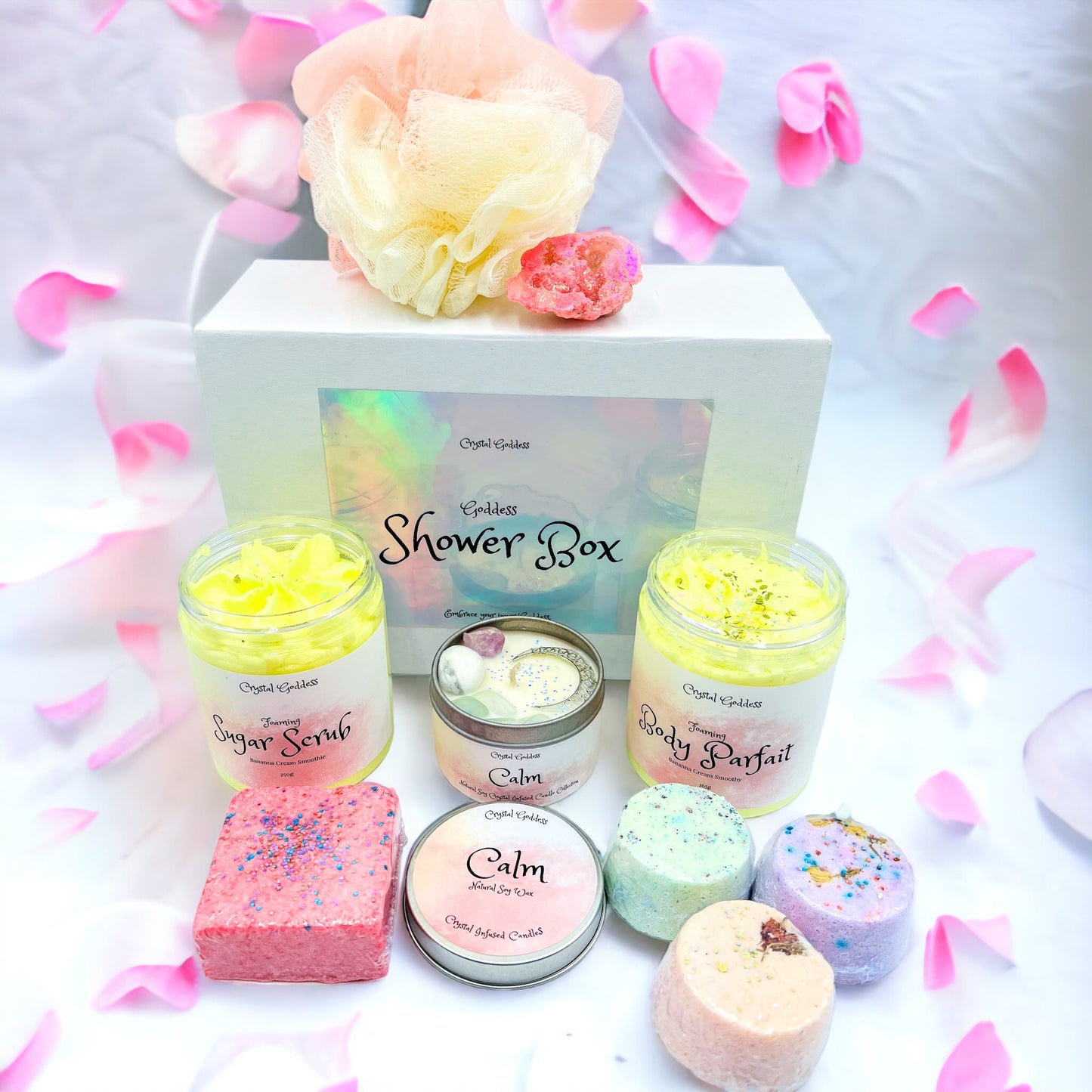 Shower Gift Box With Calm Affirmation Candle