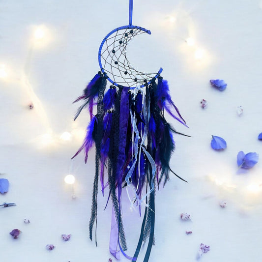 Purple & Black crescent Moon Dream Catcher