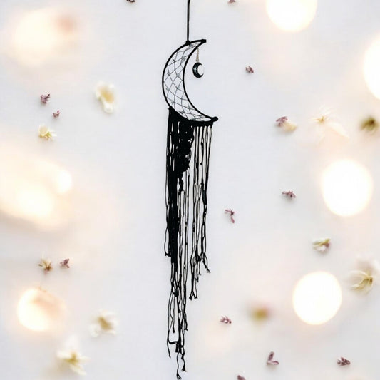 Crescent Moon Macrame Wall Hanger