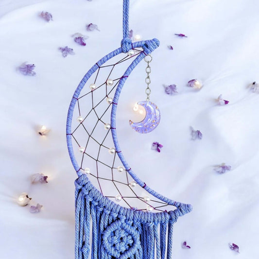 Crescent Moon Macrame Wall Hanger