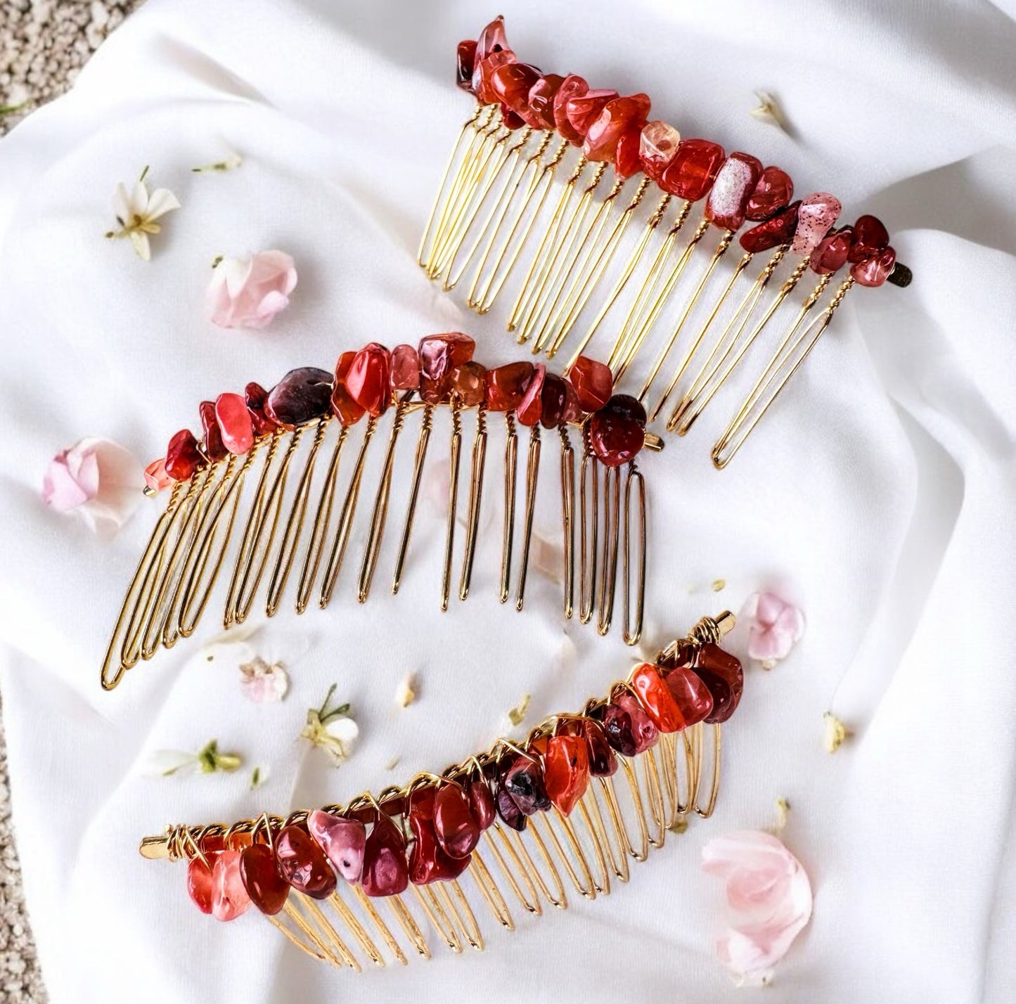 Crystal Chip Hair Combs.