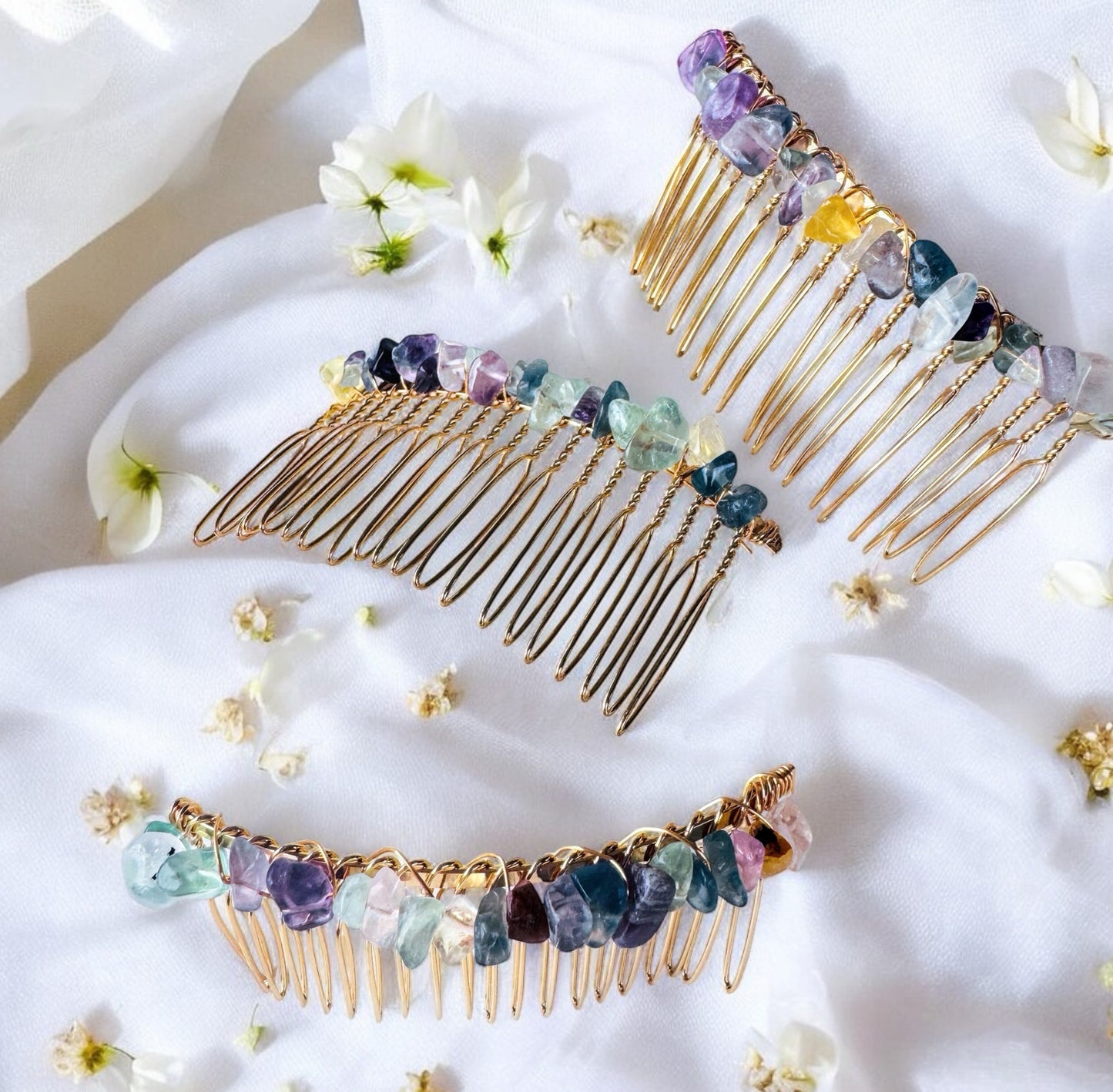 Crystal Chip Hair Combs.