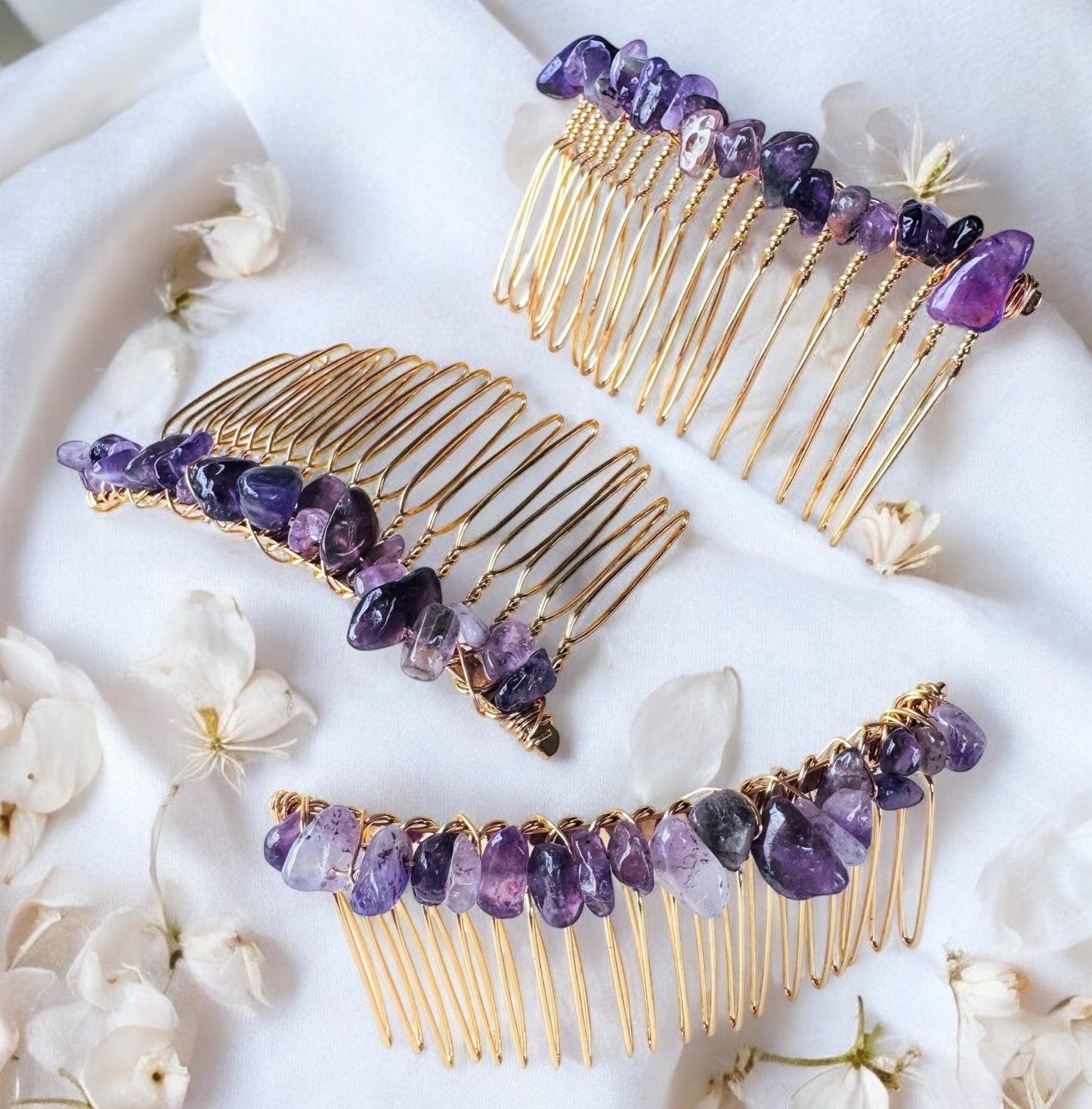 Crystal Chip Hair Combs.