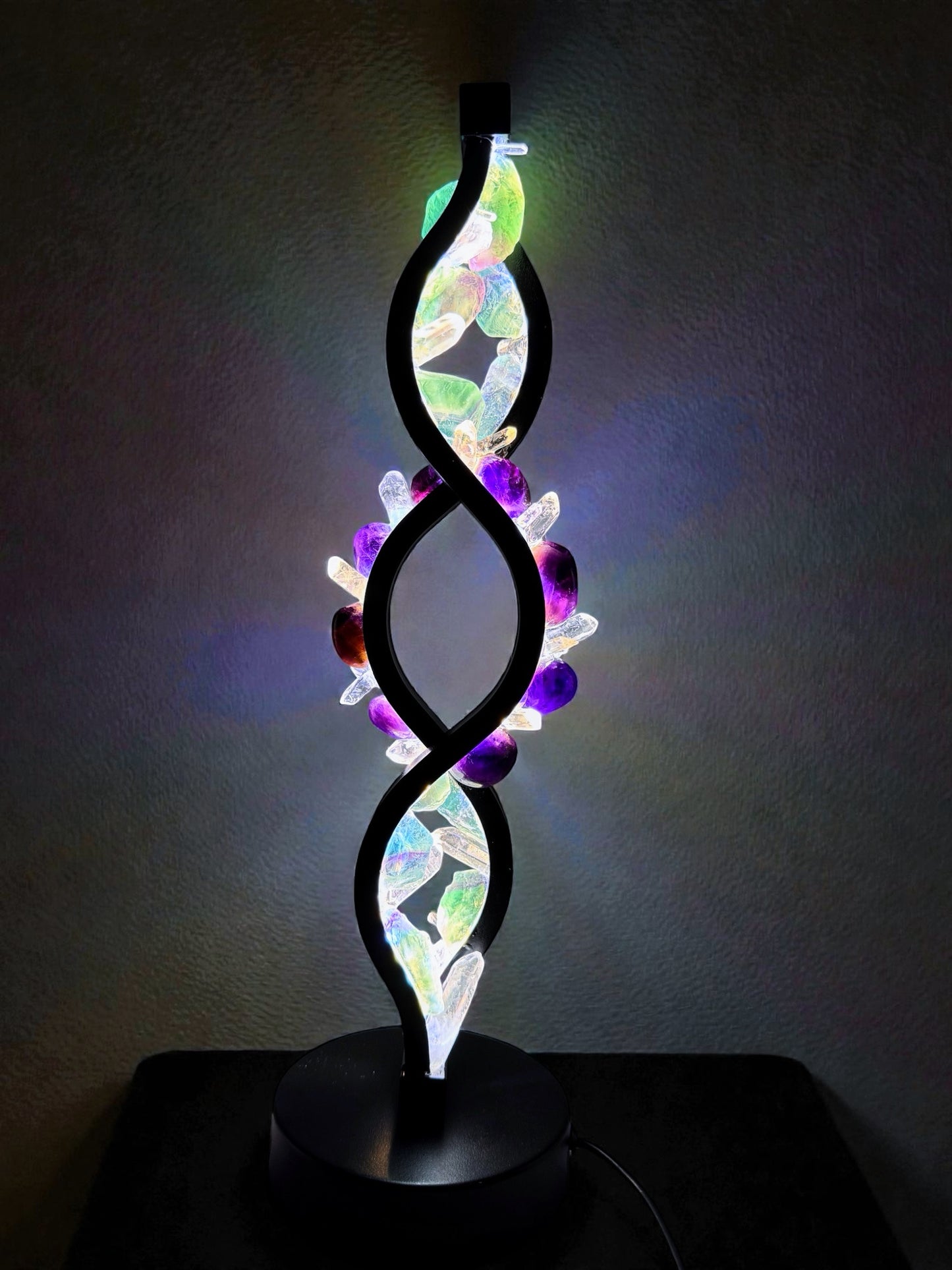 Crystal Lamp “ Fluorite Twist”