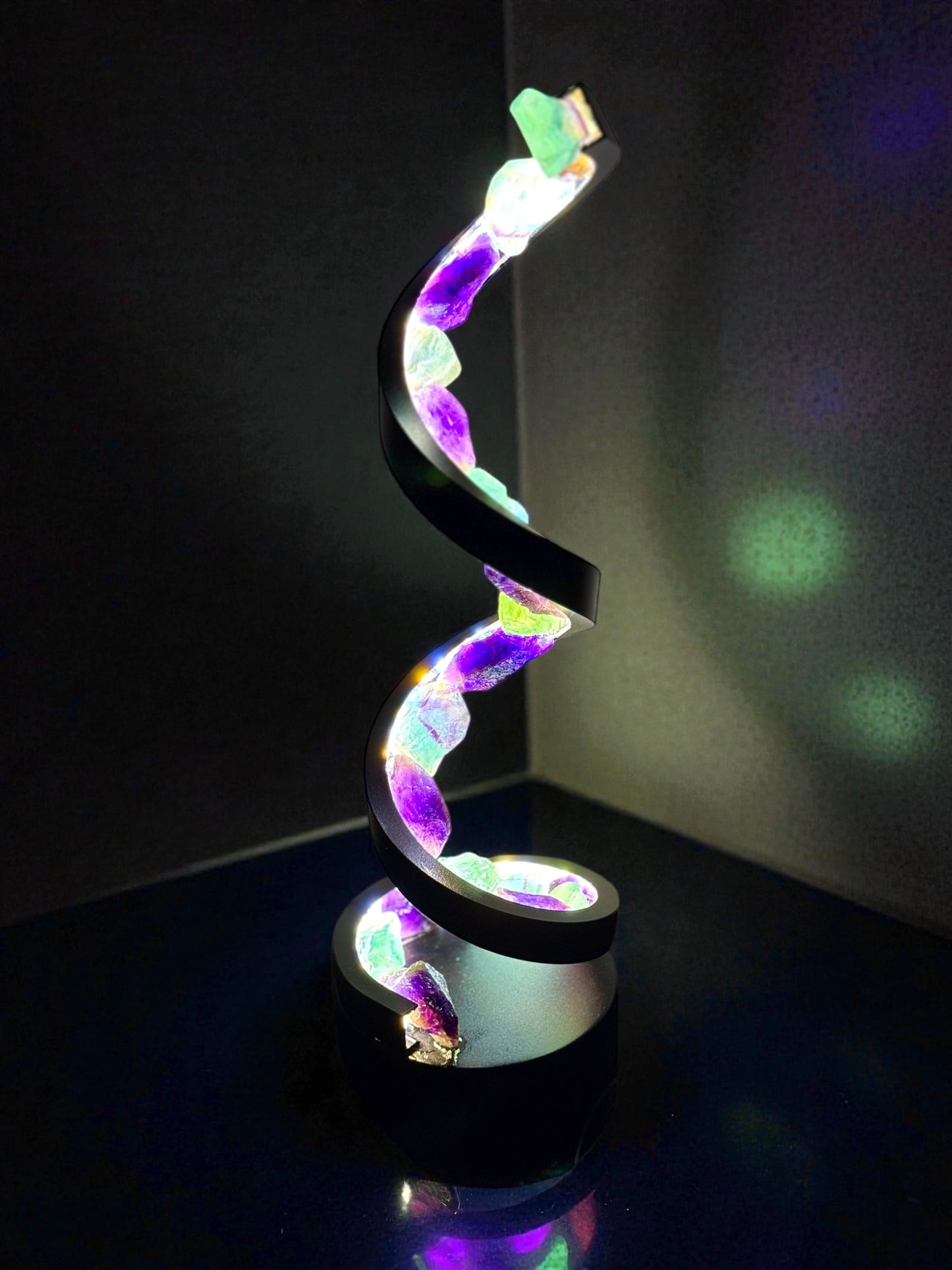 “Fluorite Whisper” Spiral Crystal Lamp