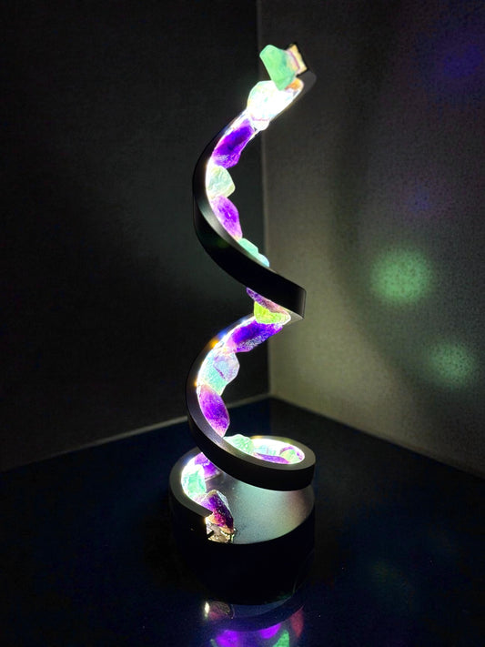 “Fluorite Whisper” Spiral Crystal Lamp