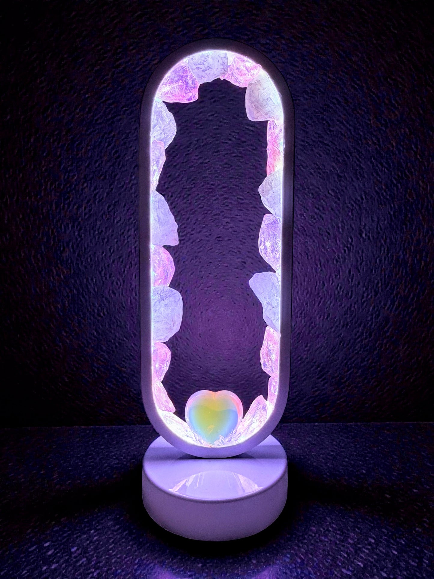 Opal Heart Crystal Portal Lamp 30cm