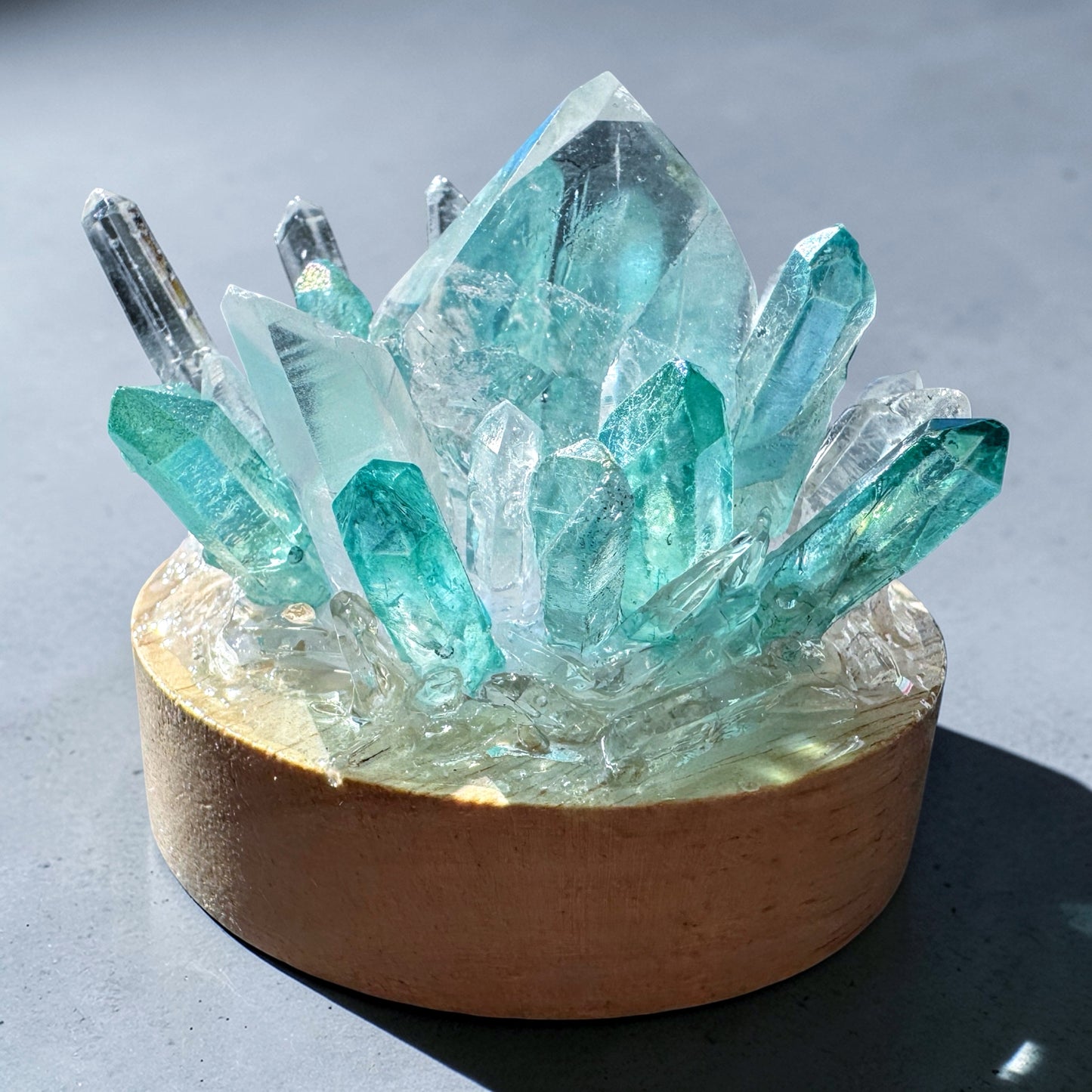 Crystal Cluster Lamp Clear Quartz & Aqua Aura