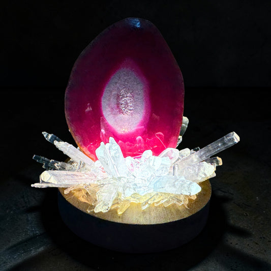 Crystal Cluster Lamp Pink Agate & Selenite.