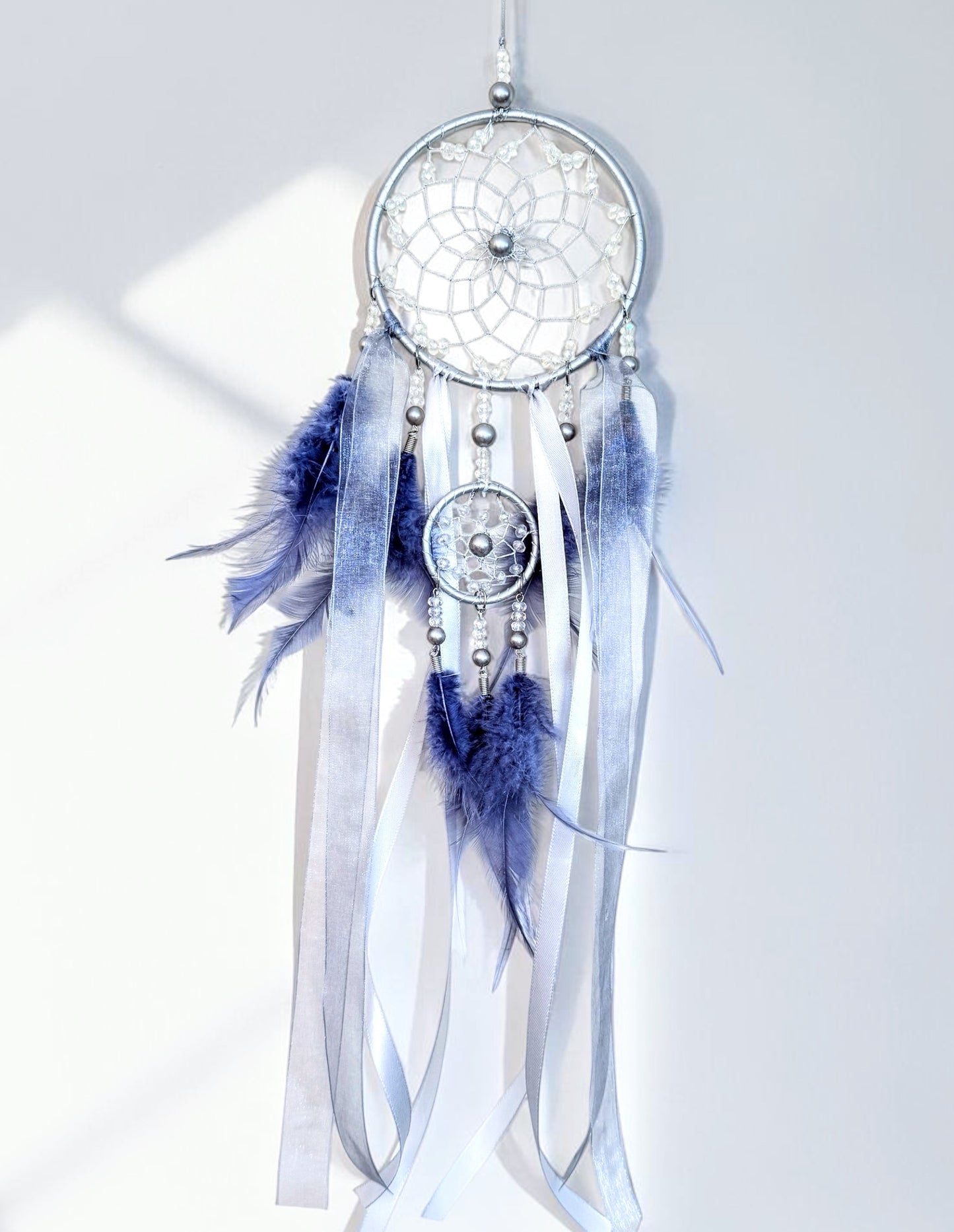 Dream Catcher Silver & Blue Beaded