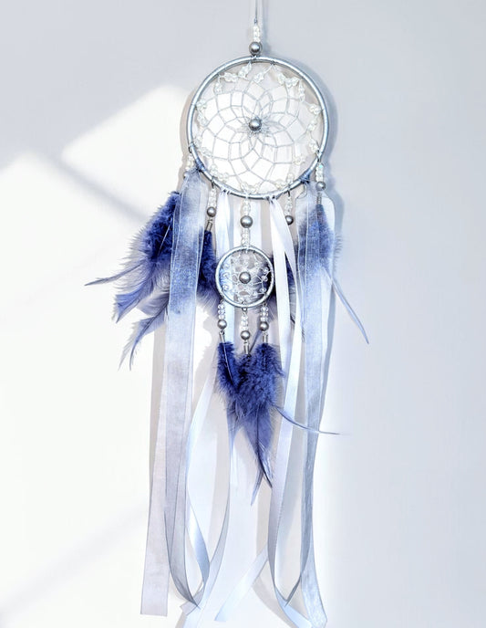 Dream Catcher Silver & Blue Beaded