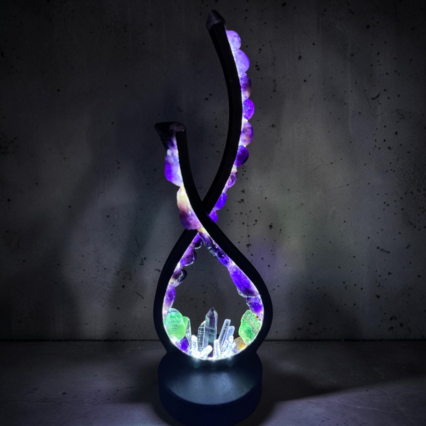 Flame Crystal Lamp “Amethyst Fluorite Fire”