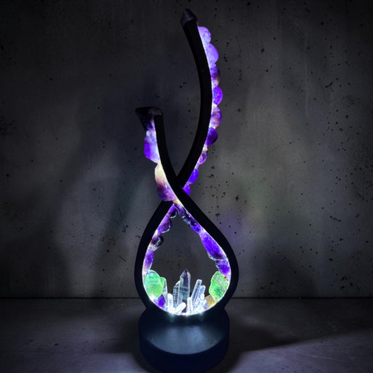 Flame Crystal Lamp “Amethyst Fluorite Fire”