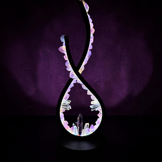 Crystal flame lamp “Fluorite & Flowers”