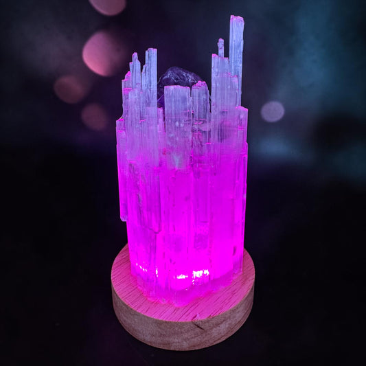 Selenite Lamp Rainbow 10cm Base