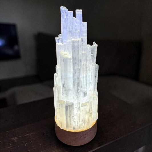 Selenite Lamp 6cm Base.