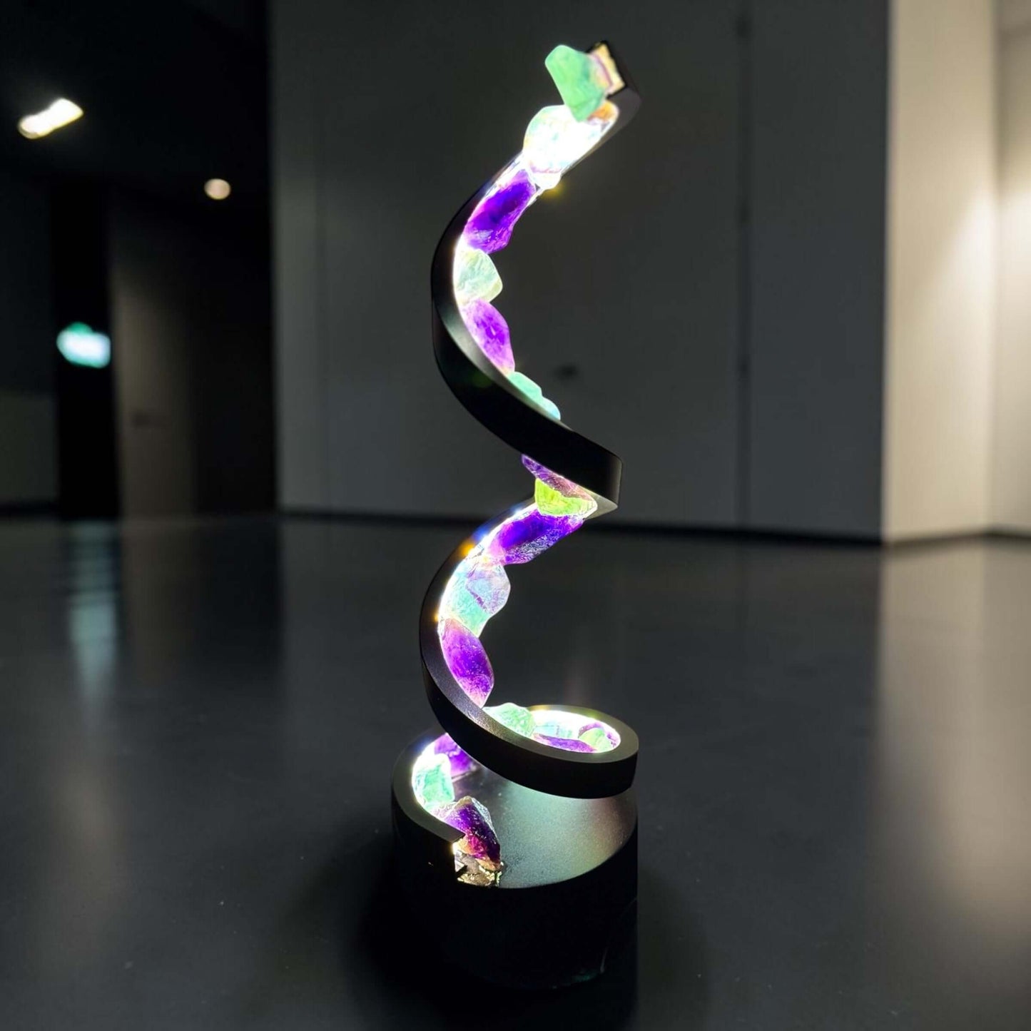 “Fluorite Whisper” Spiral Crystal Lamp