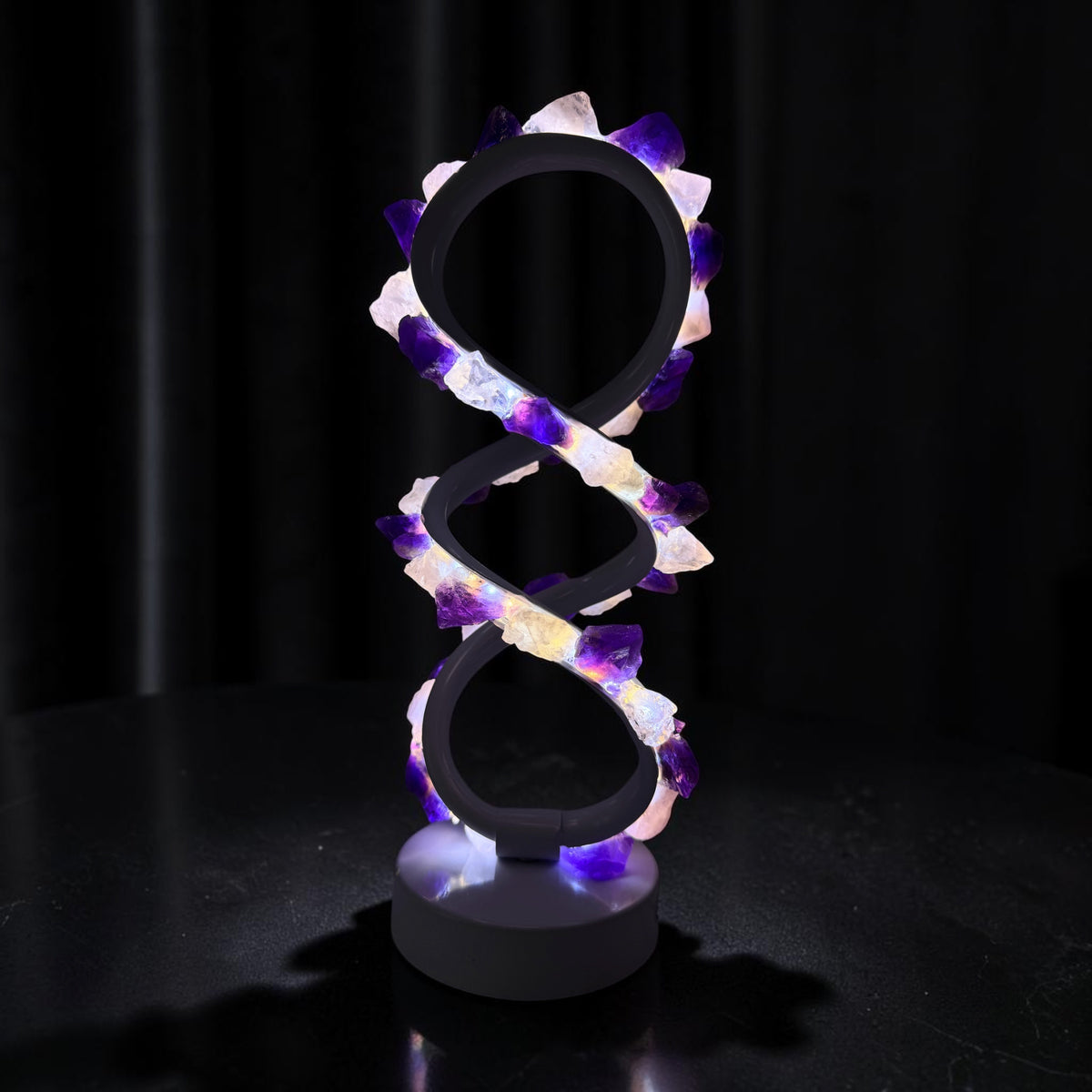 Amethyst Rose Infinity Crystal Lamp (white)